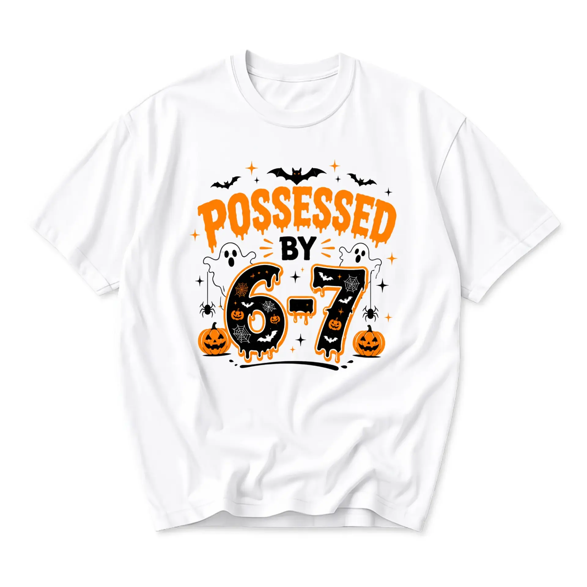 Funny Shirt Possessed by 6-7 Halloween Graphic Tee Unisex Casual Crew Neck Comfortable Short Sleeve Cotton Blend Top