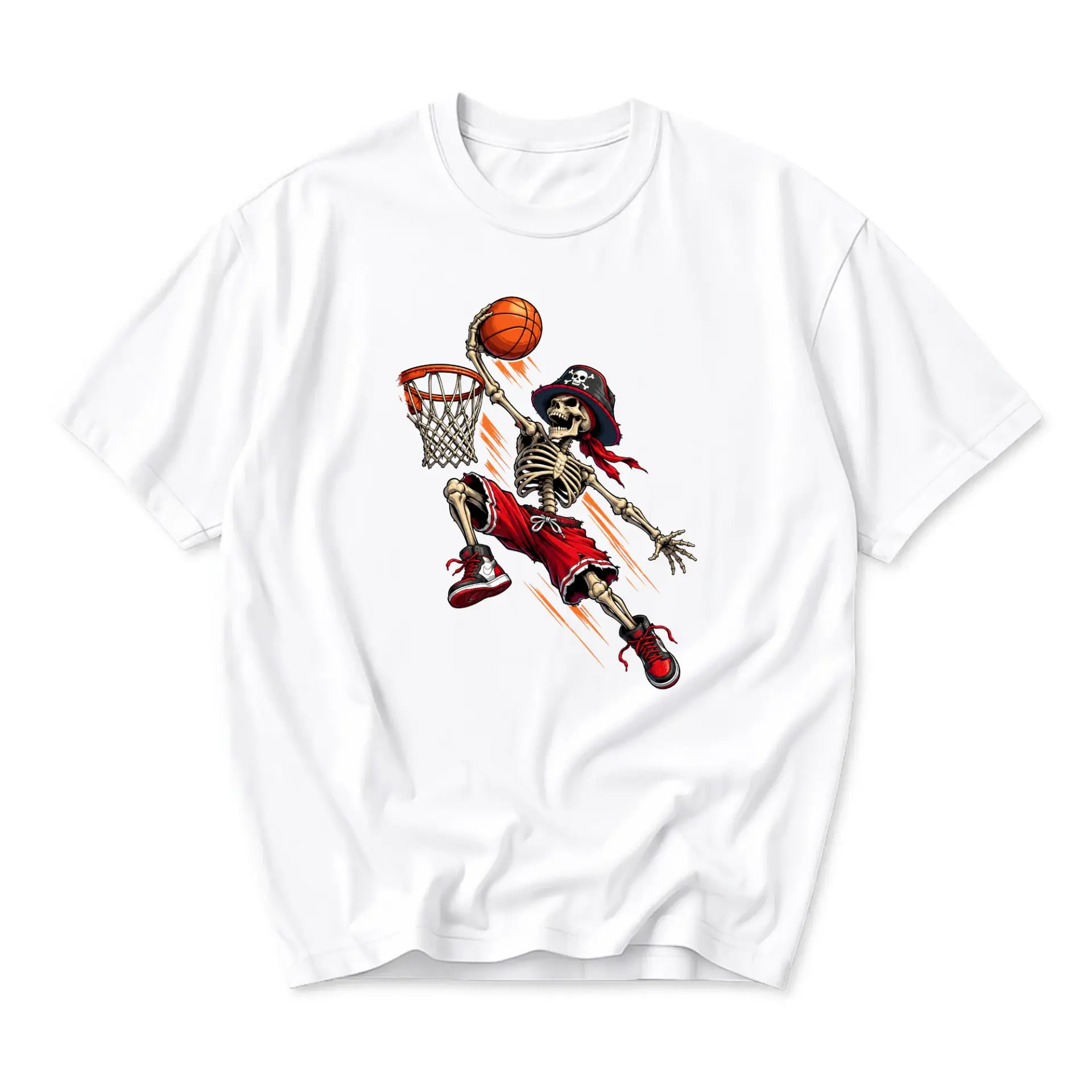 Graphic Tee Basketball Skeleton Slam Dunk Illustration Unisex Crew Neck Short Sleeve Casual Cotton Blend Shirt