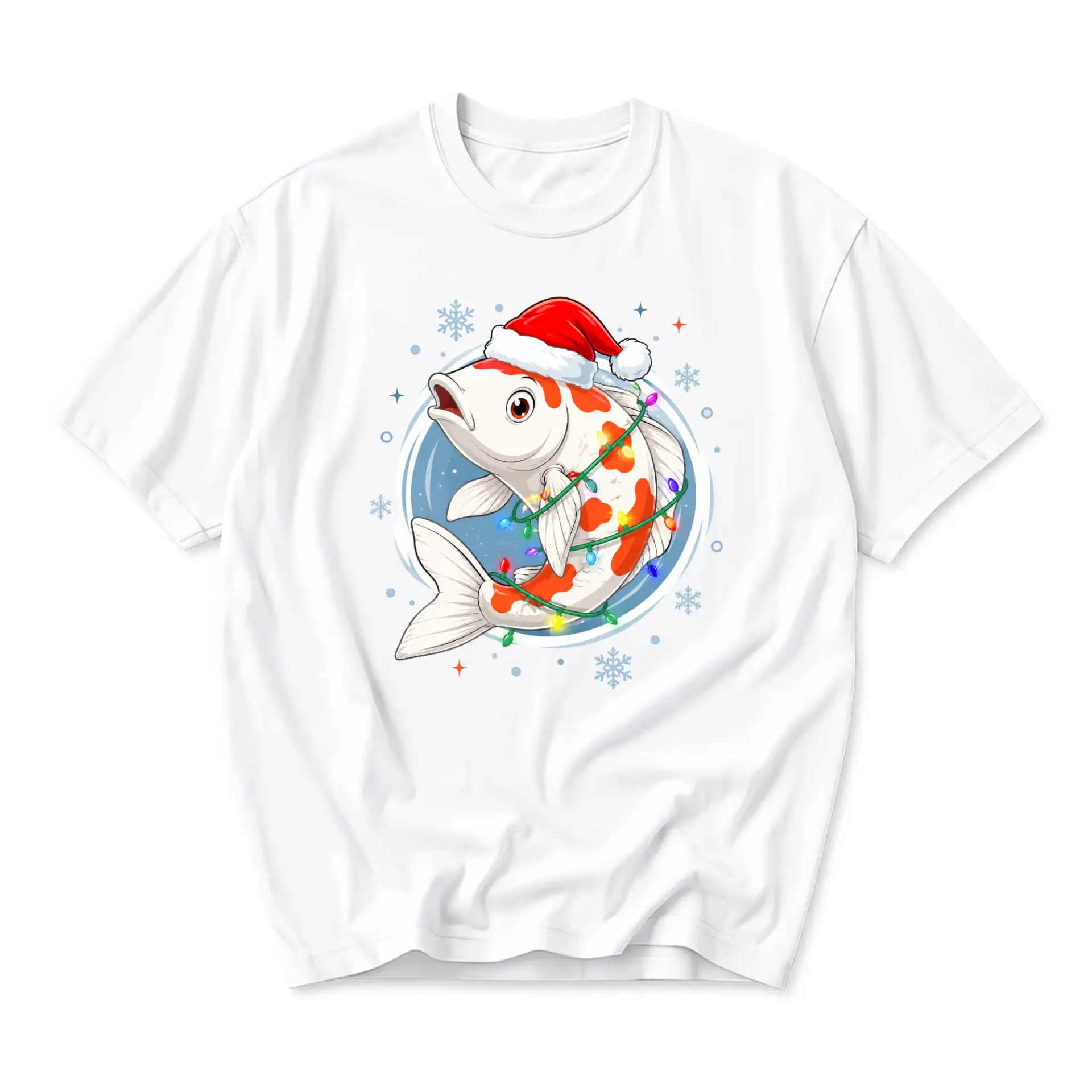 Graphic Tee Unisex Holiday Koi Fish T-Shirt Short Sleeve Crew Neck Seasonal