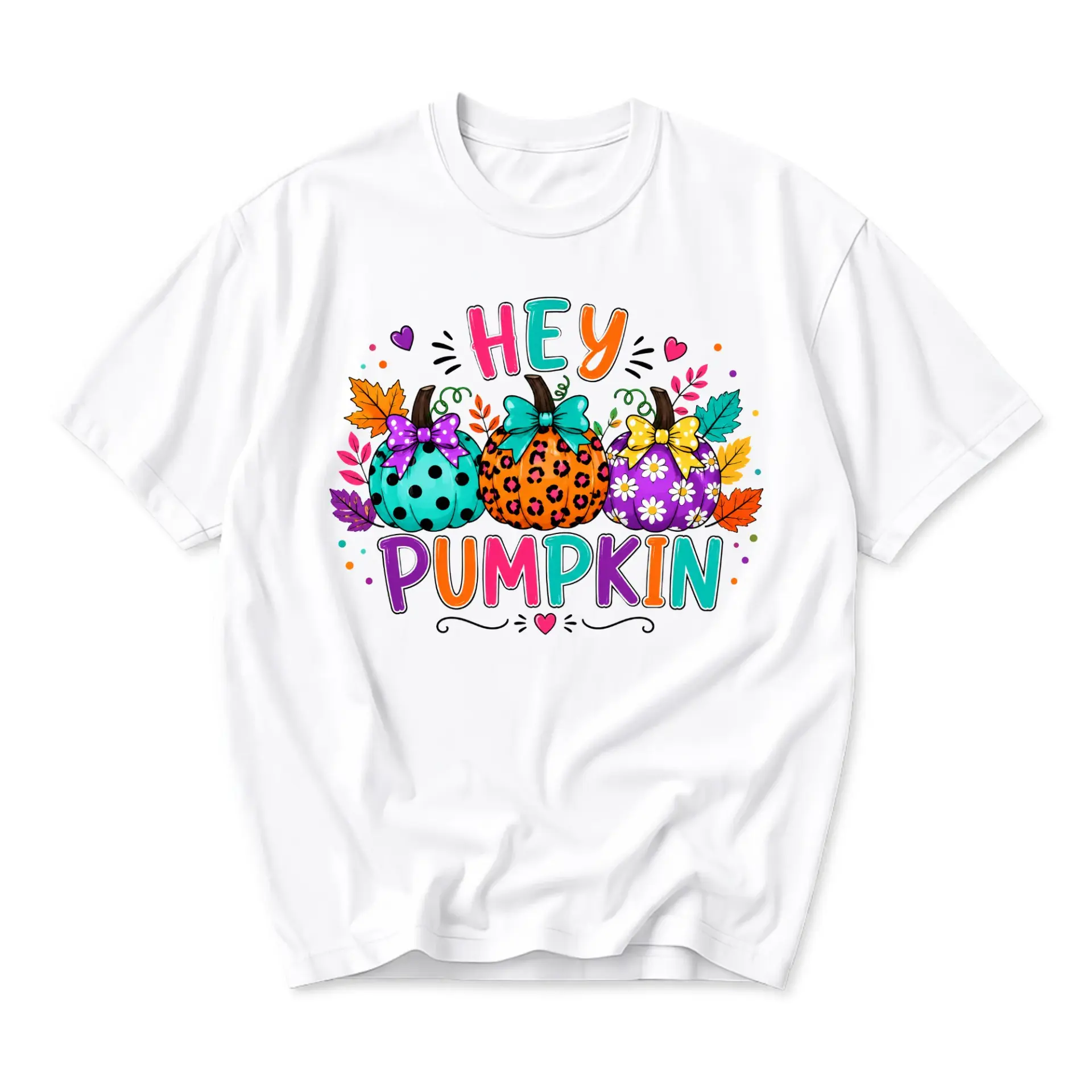 Graphic Tee Hey Pumpkin Fall Theme Unisex Crew Neck Short Sleeve Shirt for Casual Autumn Season Everyday Outfits