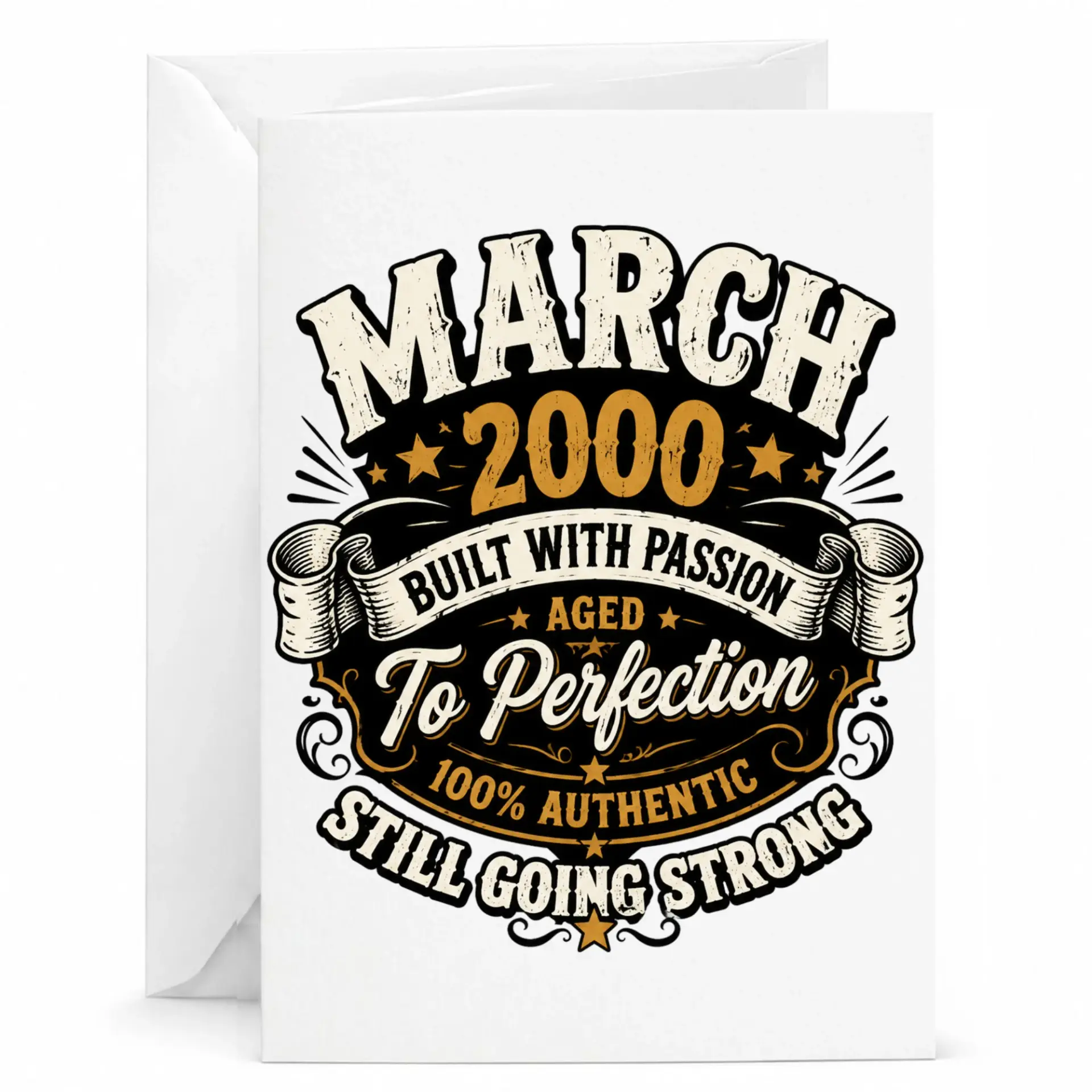 Birthday Card March 2000 Aged to Perfection Vintage Style Greeting Card for Birthday Milestone Celebration
