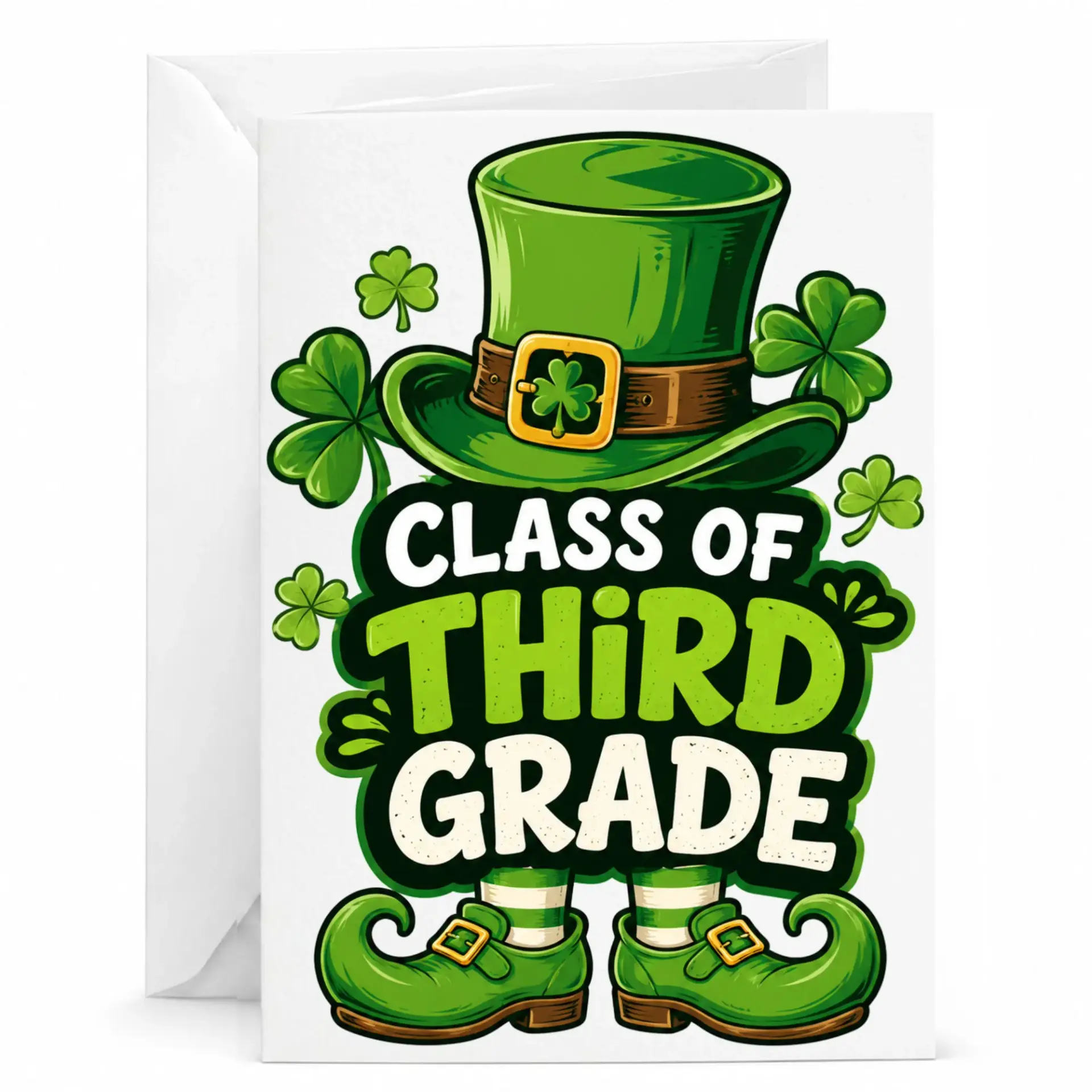 Greeting Card of Third Leprechaun Illustration for and School
