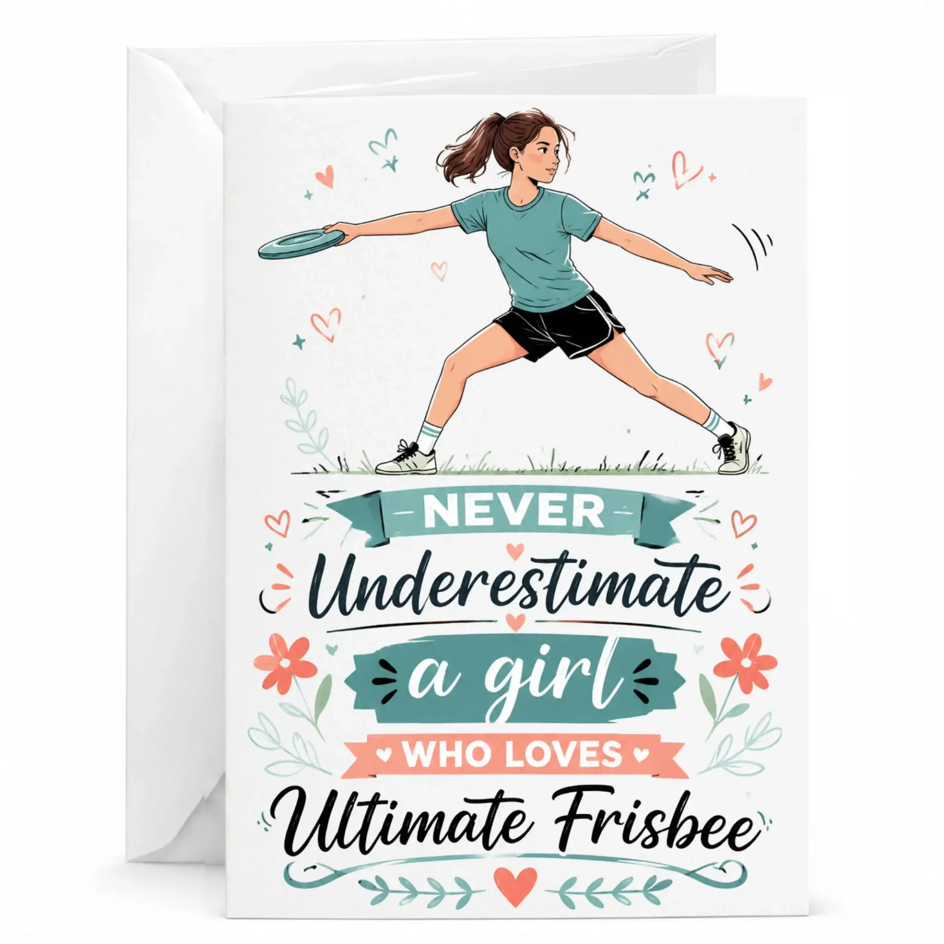 Greeting Card Never Underestimate a Girl Who Loves Ultimate Frisbee Sport Enthusiast Athletic Birthday Thank You Gift