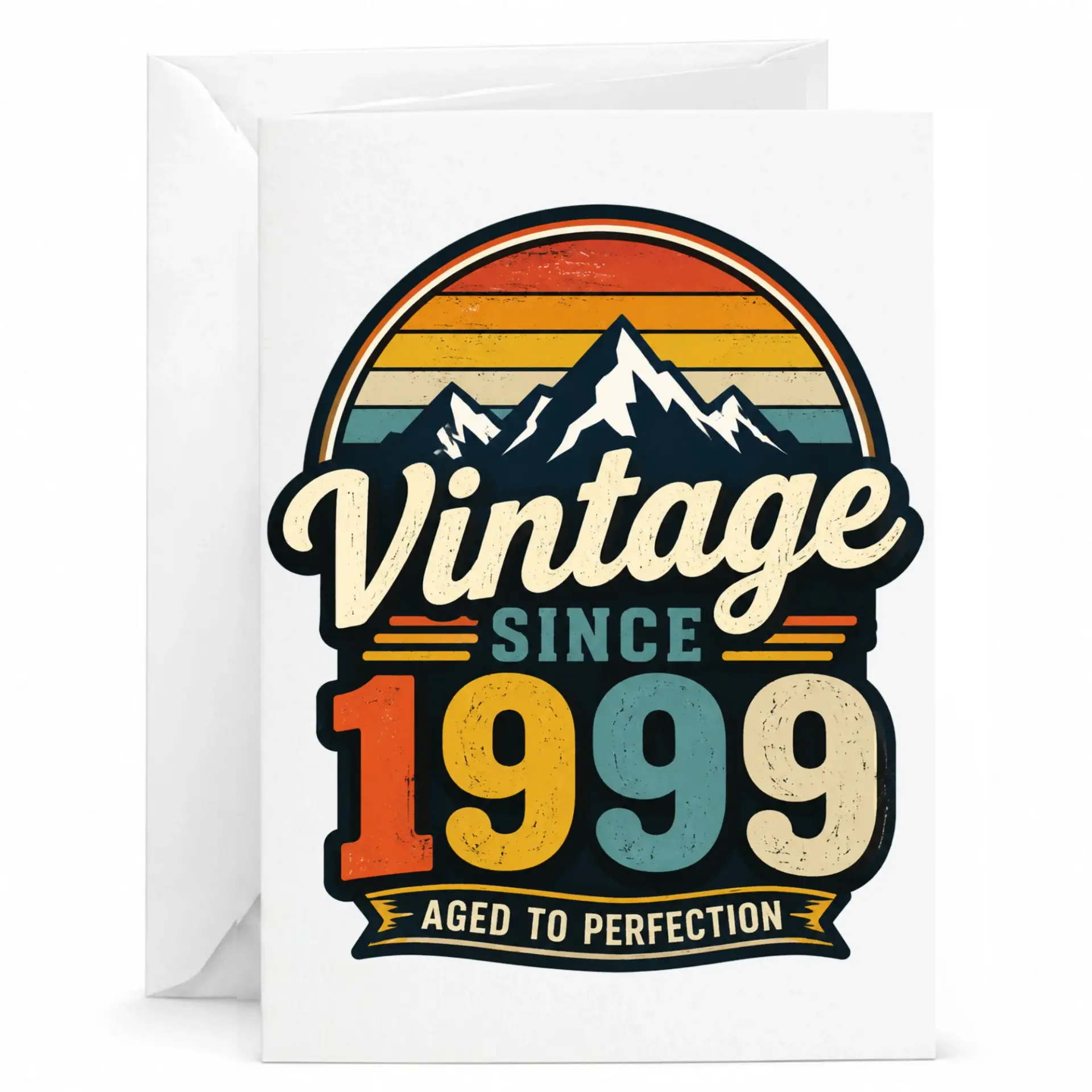 Birthday Card Vintage Since 1999 Aged to Perfection Greeting Card Retro Mountain Graphic Design for Milestone Birthdays