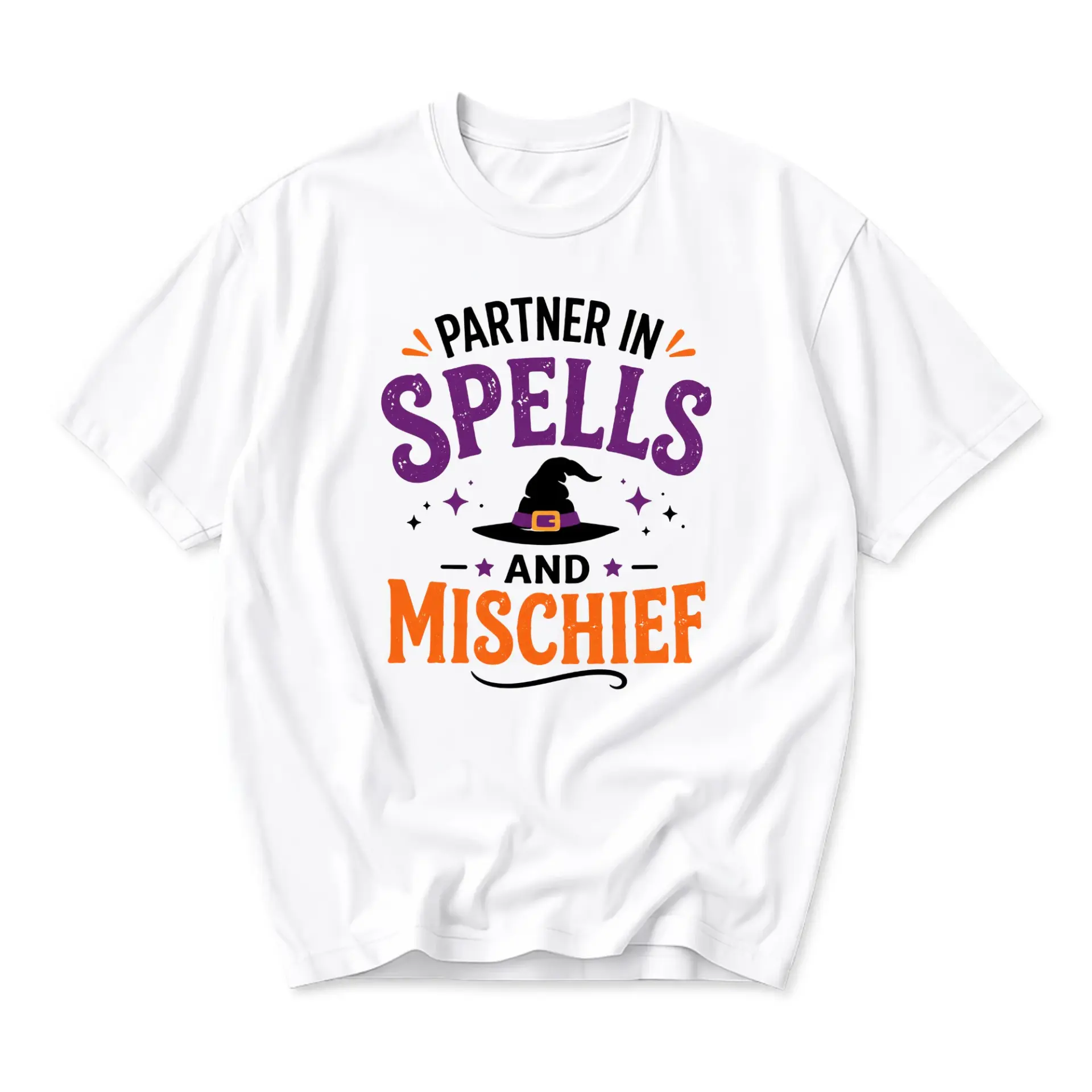 Funny Shirt Partner in Spells and Mischief Graphic Tee Unisex Casual Crew Neck Comfortable Cotton Blend Short Sleeve