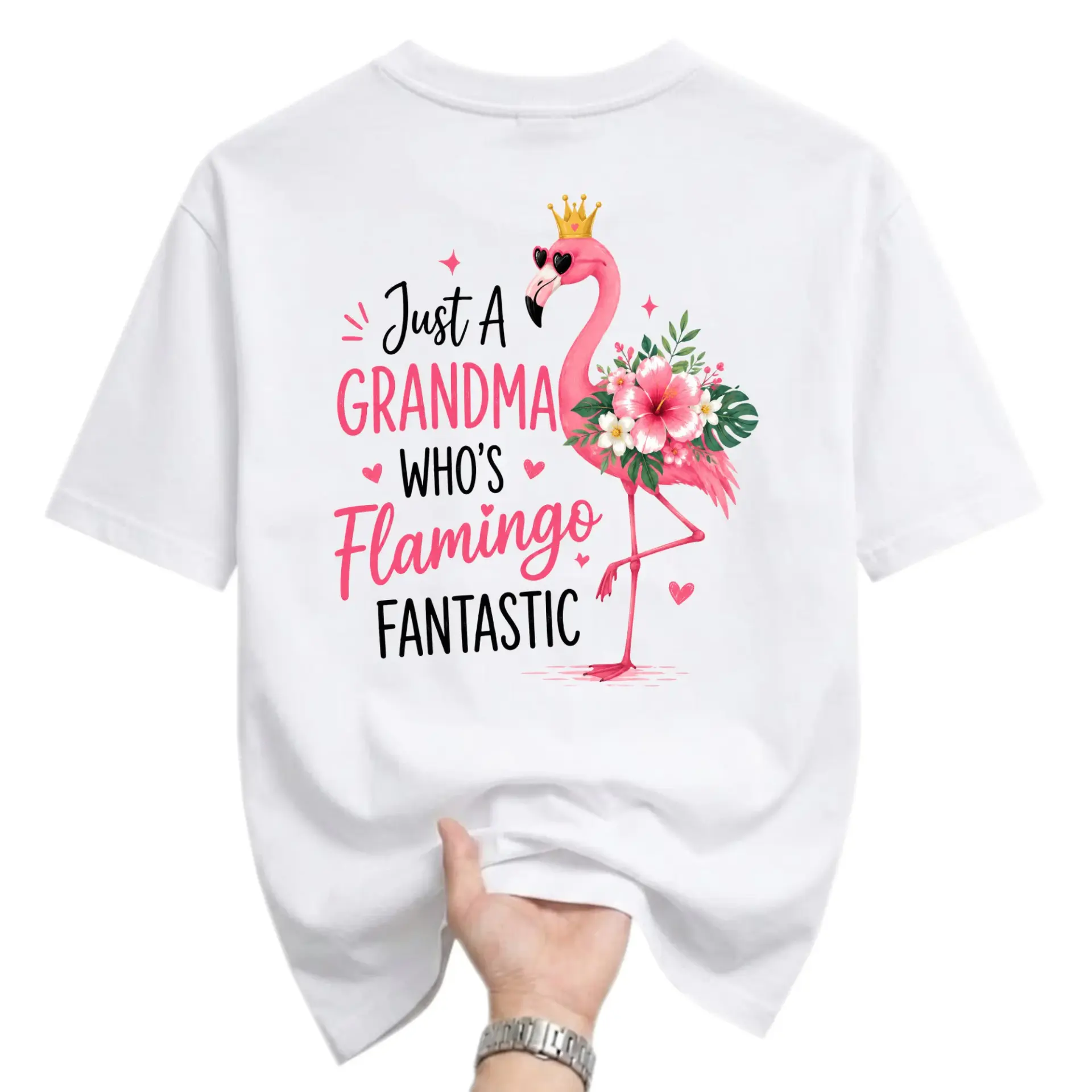 Graphic Tee Unisex Crew Neck Shirt Just a Grandma Who Is Flamingo Fantastic Cute Tropical Bird Art Casual Summer Top