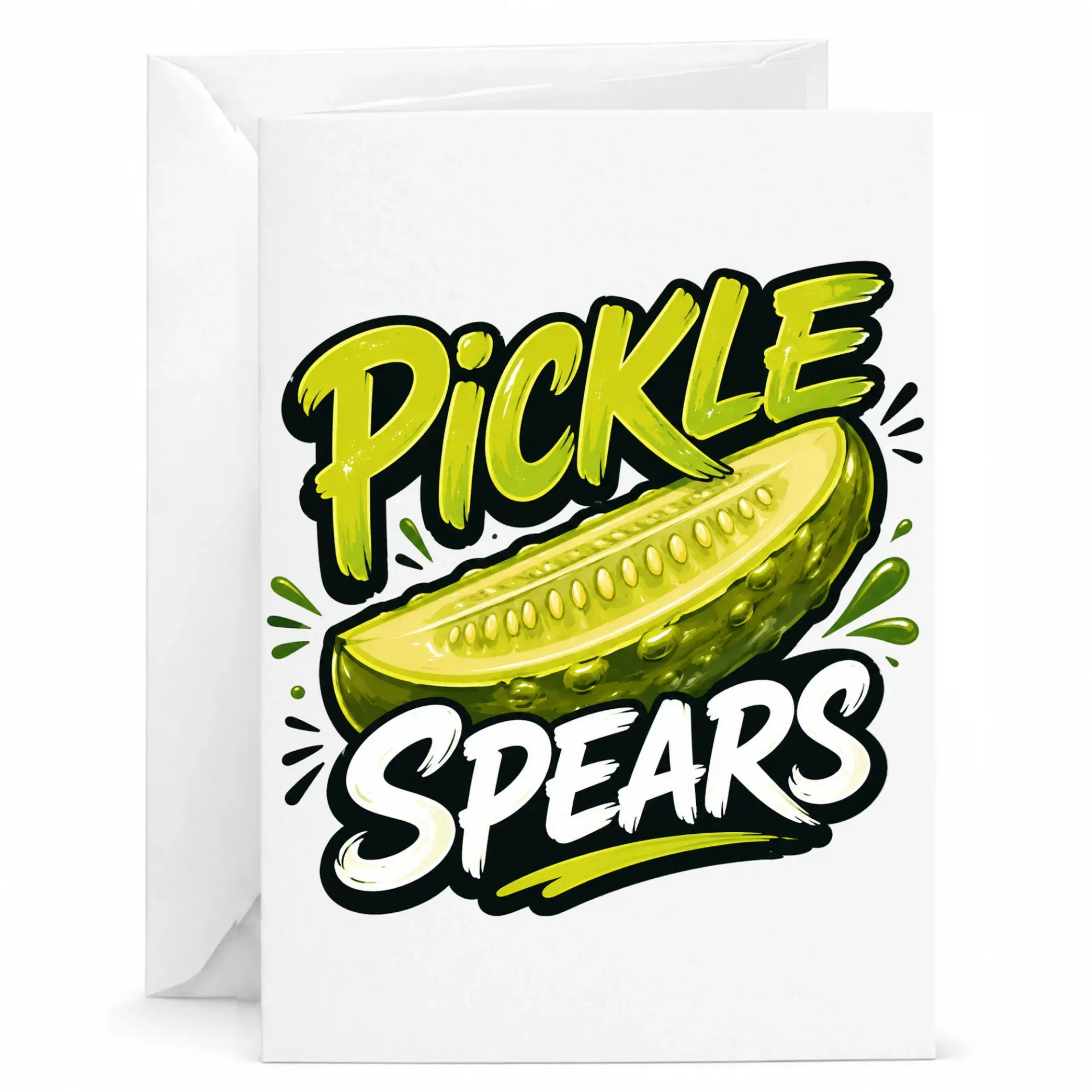Funny Pickle Greeting Card Whimsical Vegetable Pun Note for Friends