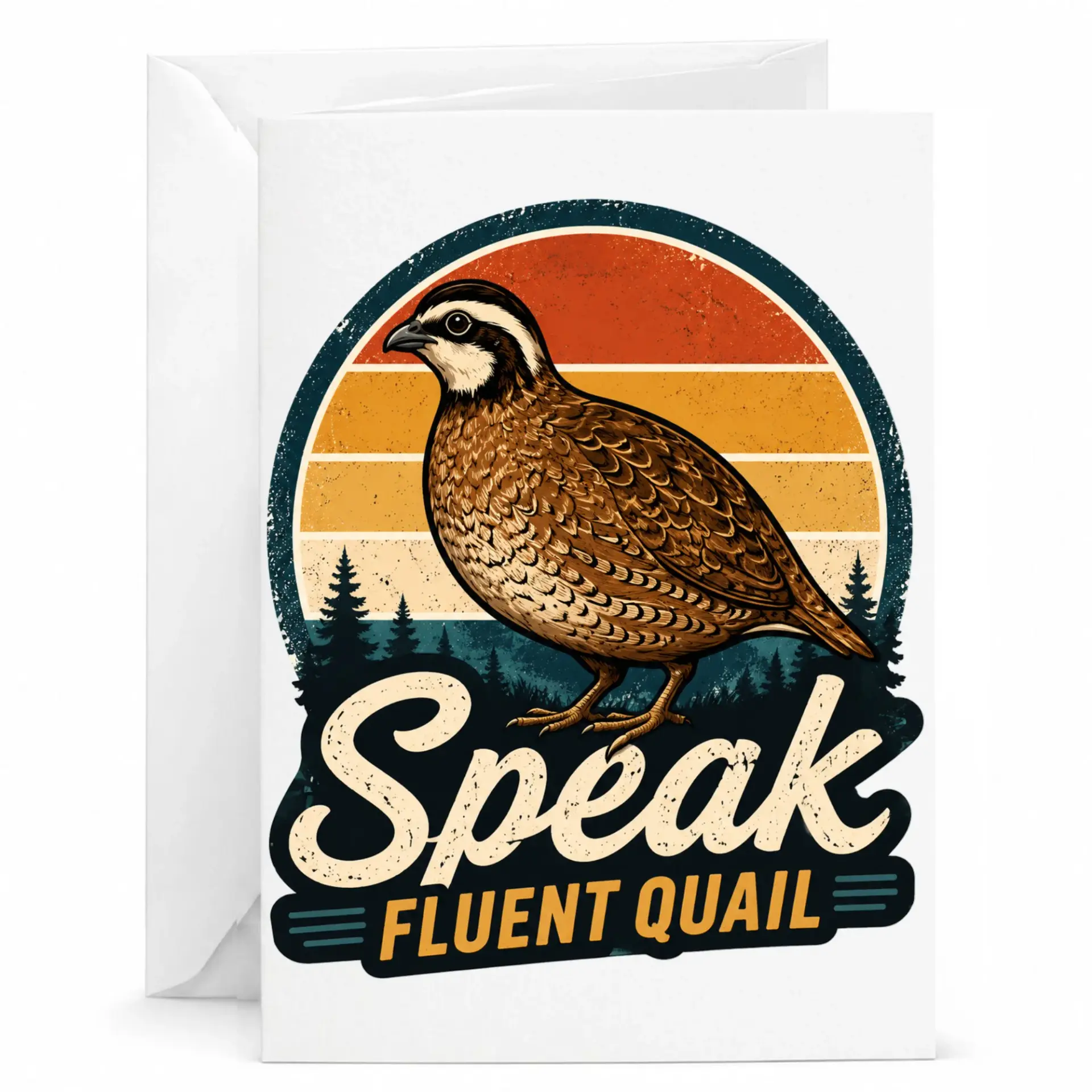 Funny Greeting Card Speak Quail Retro Vintage Bird Lover Gift for Nature Enthusiasts and Watching Fans