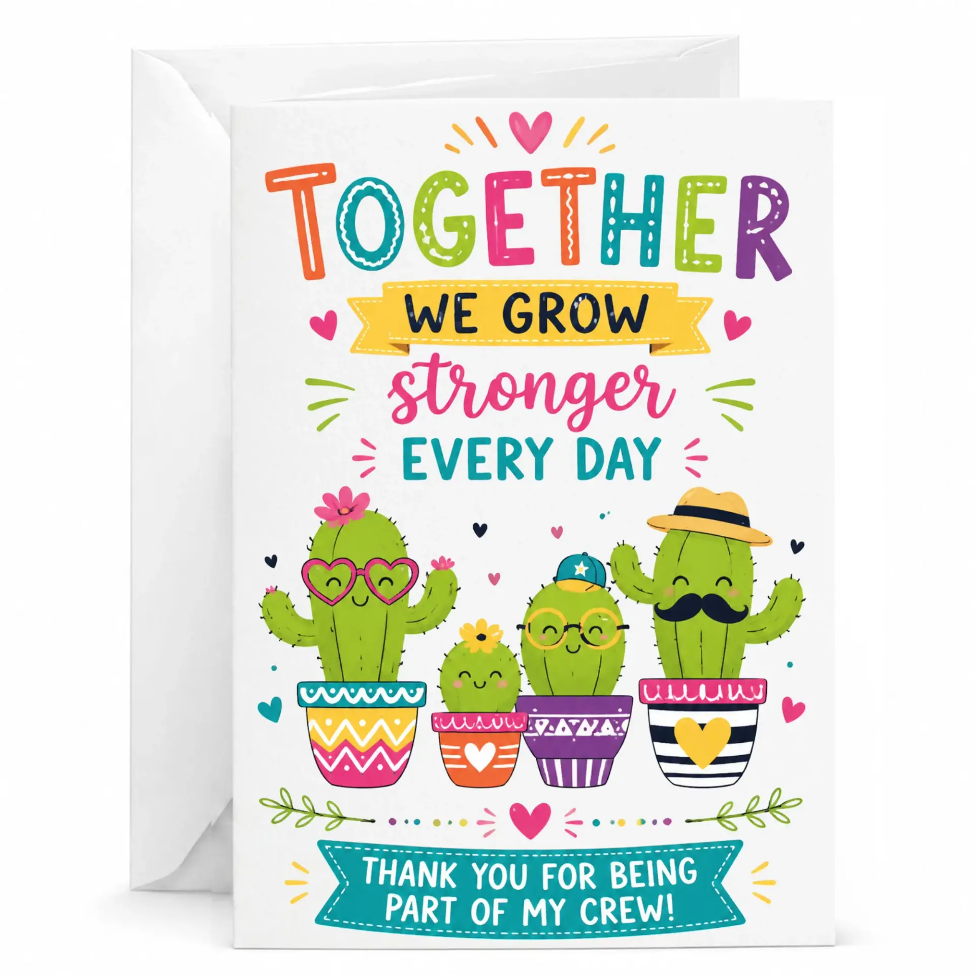 Greeting Card Together We Stronger with Cute Friends Illustration for Appreciation
