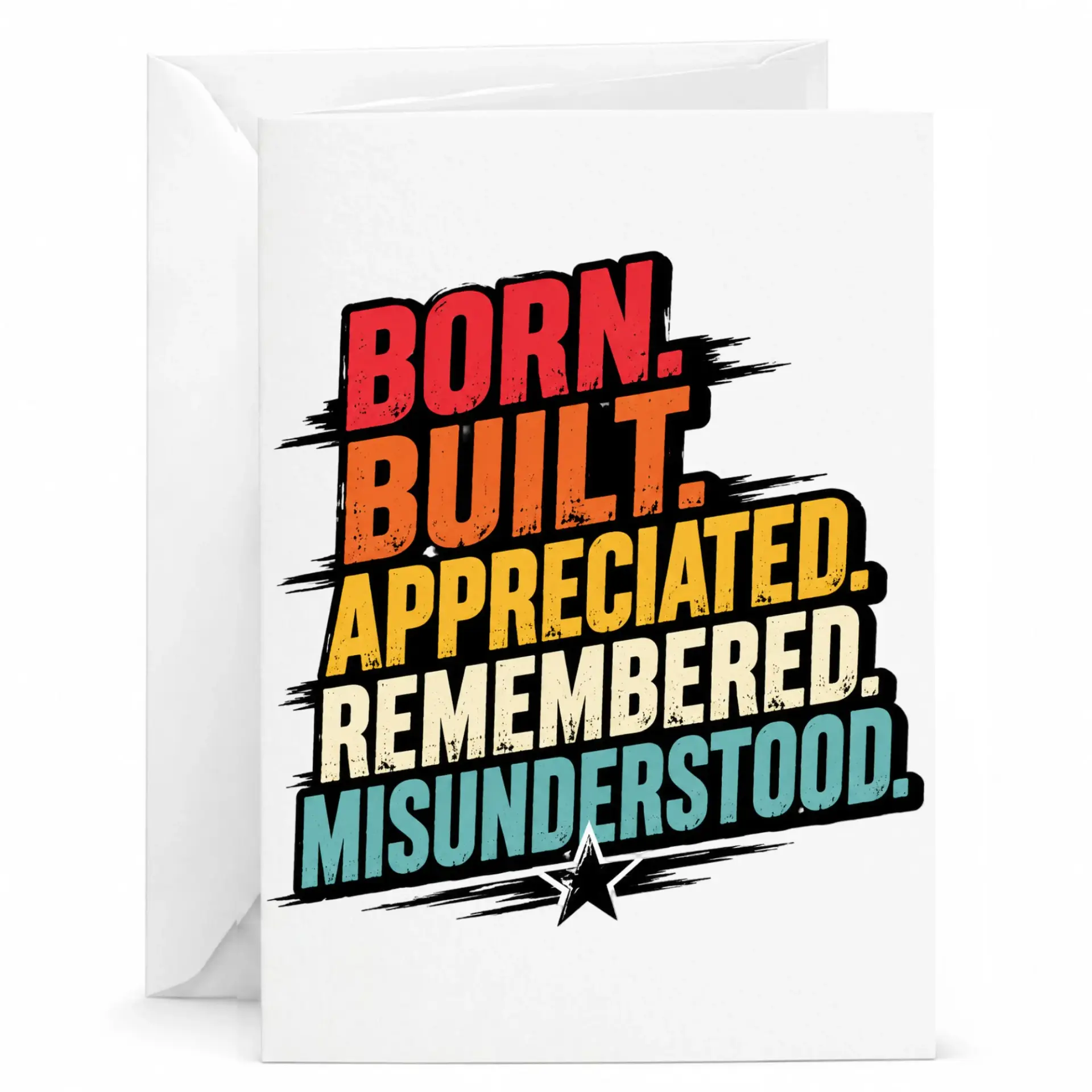 Funny Birthday Card with Retro Typography Design, Inspirational Greeting Card for Friends and Family, 5x7 Inches