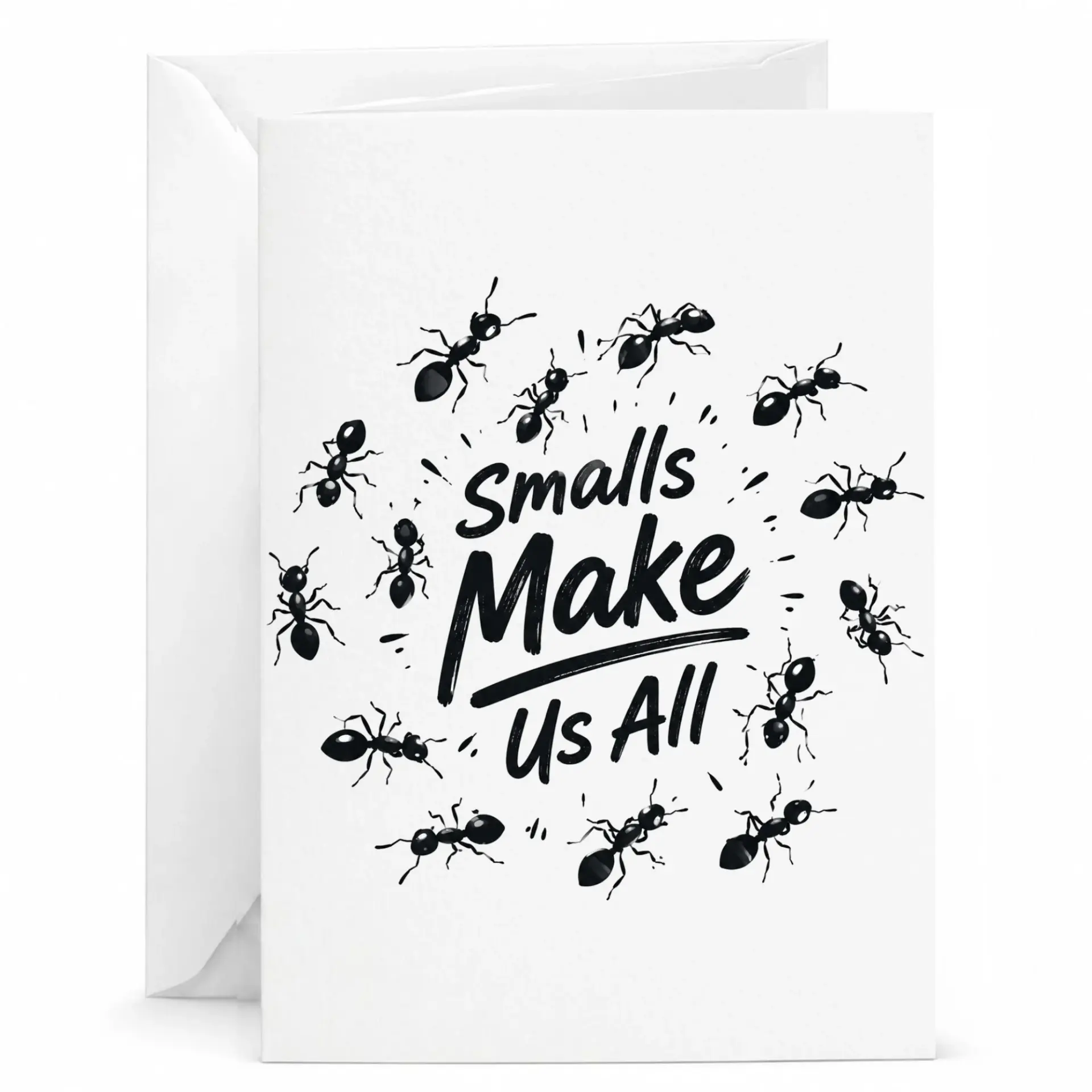 Funny Pun Greeting Card Smalls Make Us All Illustrated Note with Matching Envelope for Any