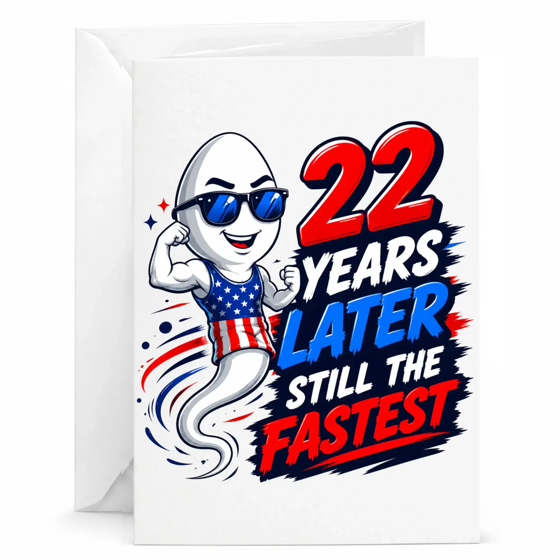 Funny 22nd Birthday Greeting Card for Him, 22 Years Later Still the Fastest Humorous Birthday Card for Men