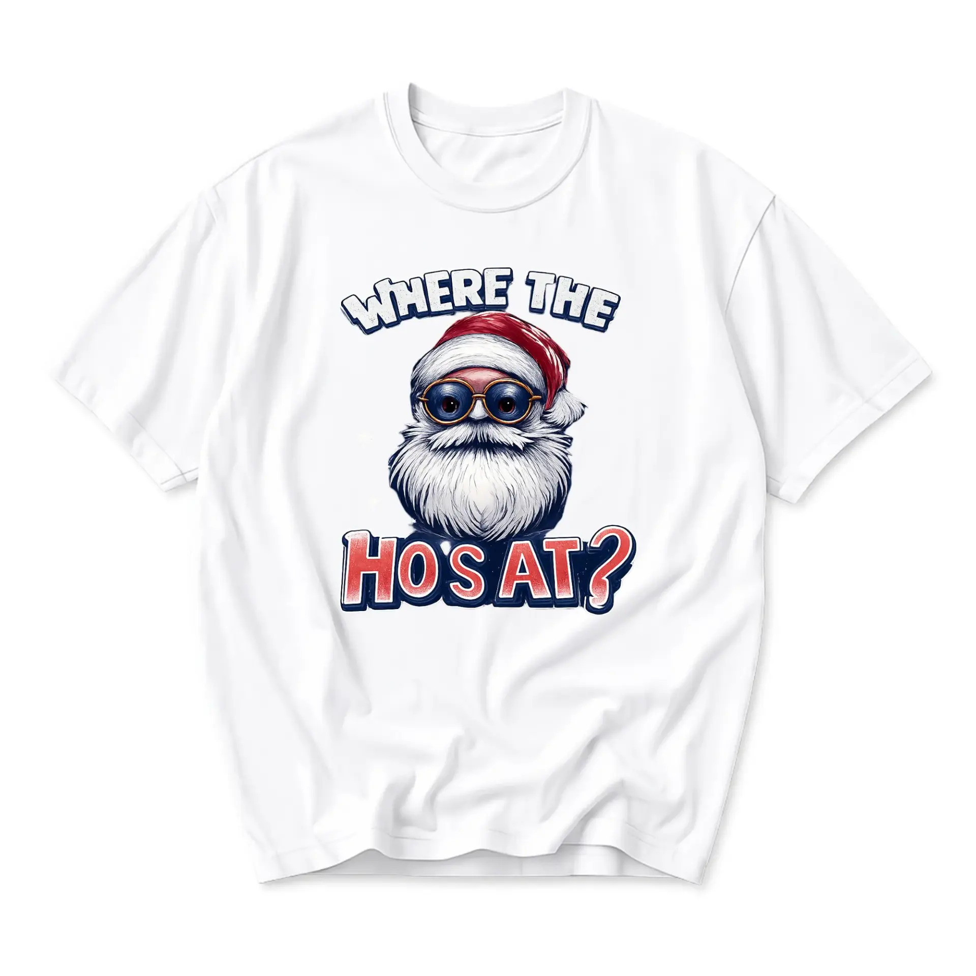 Funny Shirt Where the 's at Santa Graphic Tee Unisex Holiday Crew Neck