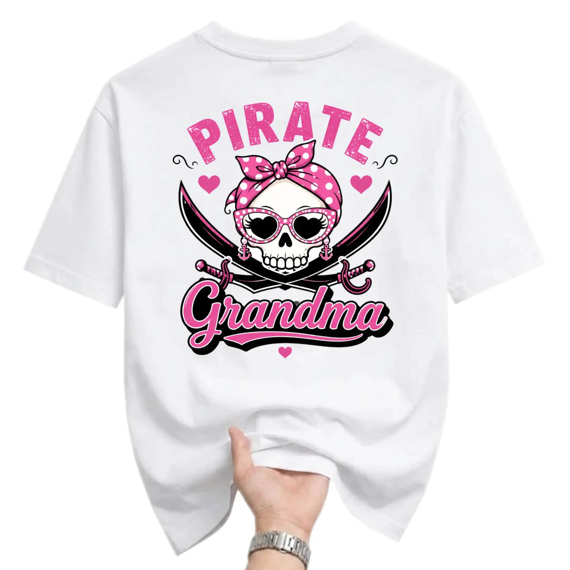 Funny Shirt Pirate Grandma Graphic Tee Novelty Skull Design Comfortable Unisex Casual Crew Neck Top for Adults