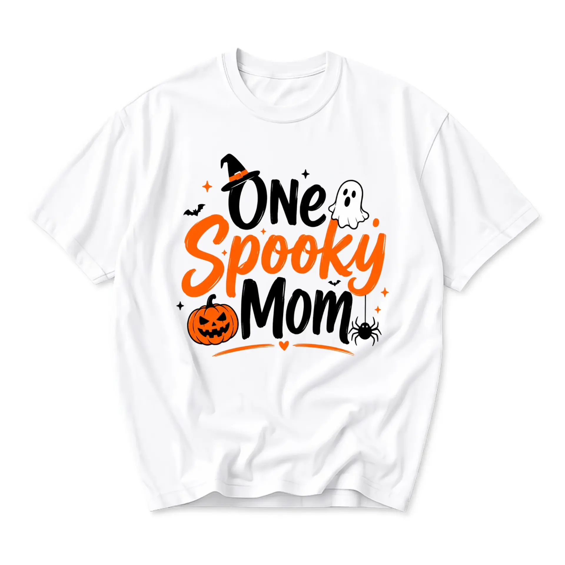 Graphic Tee One Spooky Mom Halloween Unisex Shirt Cotton Blend Apparel for Casual Seasonal Outfits and Holiday Wear