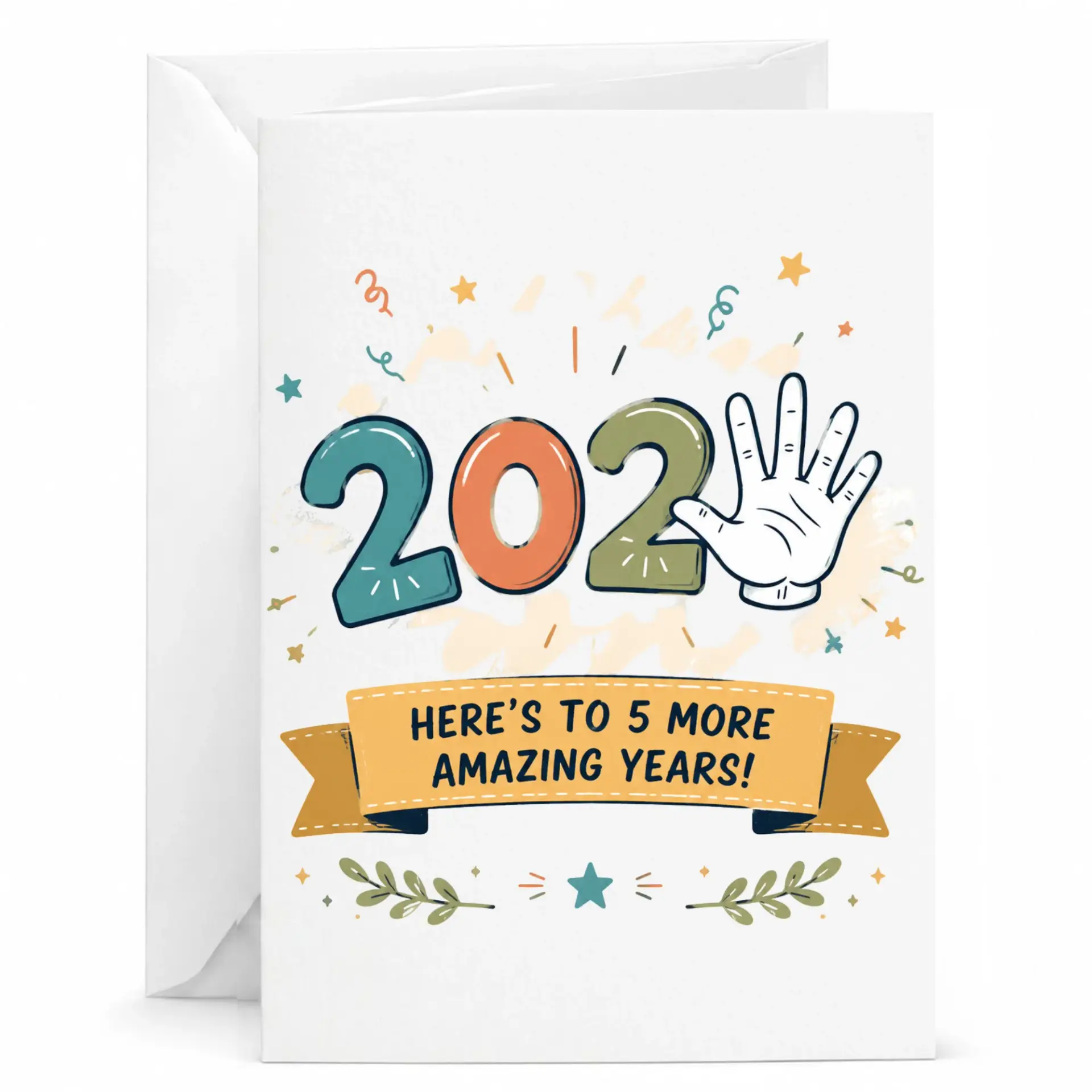 Funny 5th Anniversary Greeting Card for Spouse Partner Here Is to 5 More Amazing Years Celebration Card Five Year Milestone