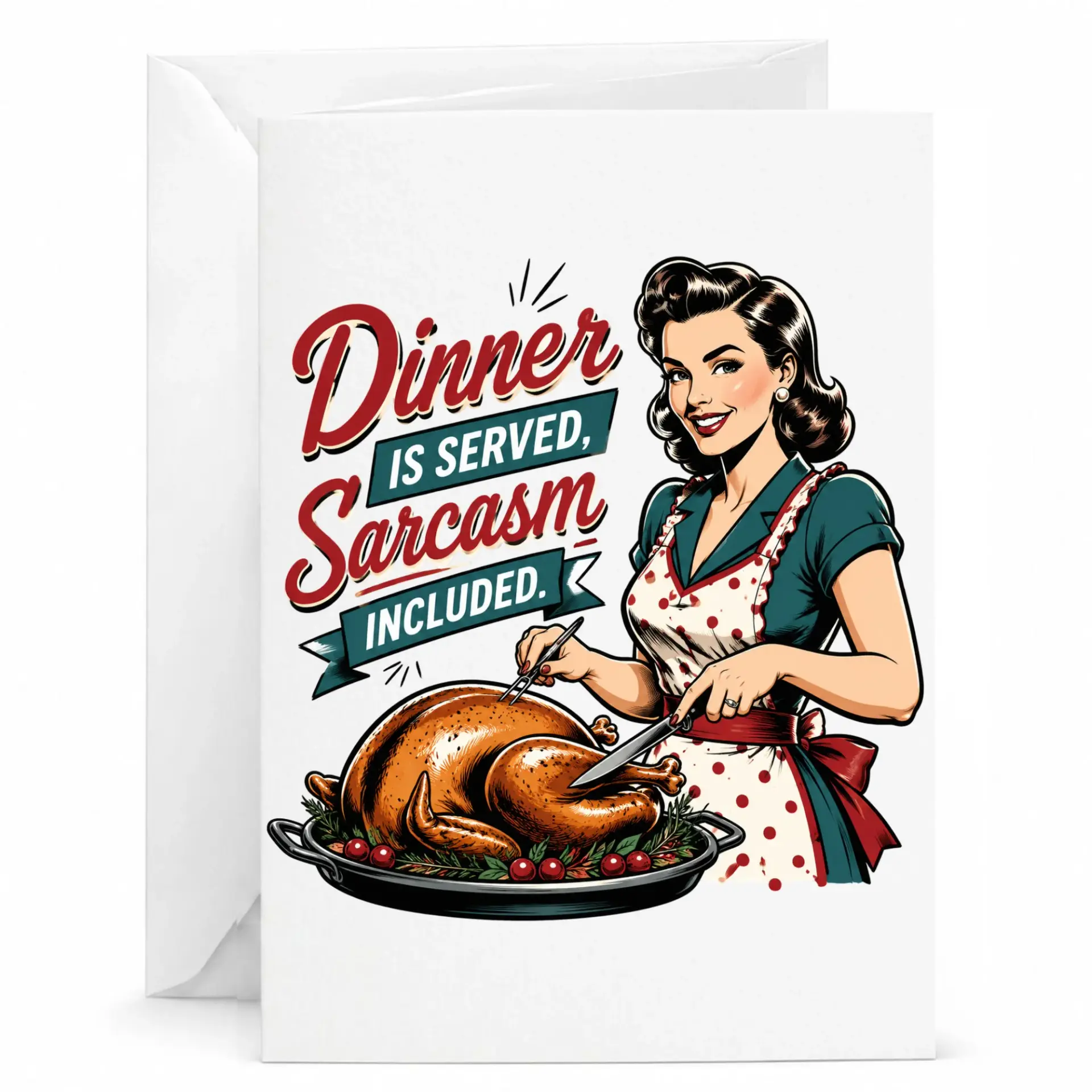 Funny Dinner Is Served Sarcasm Included Greeting Card with Envelope for Friends Family or Coworkers