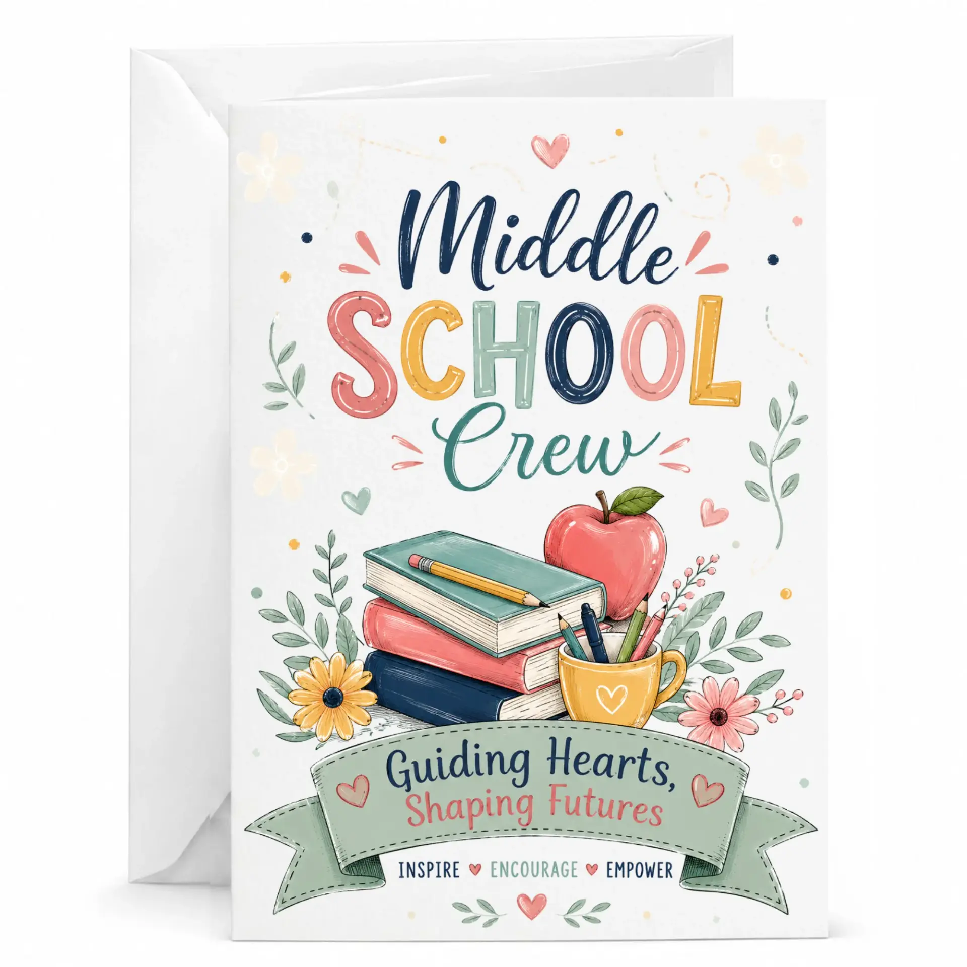 Greeting Card for Appreciation Crew Guiding Hearts Shaping Design 5x7 Inch