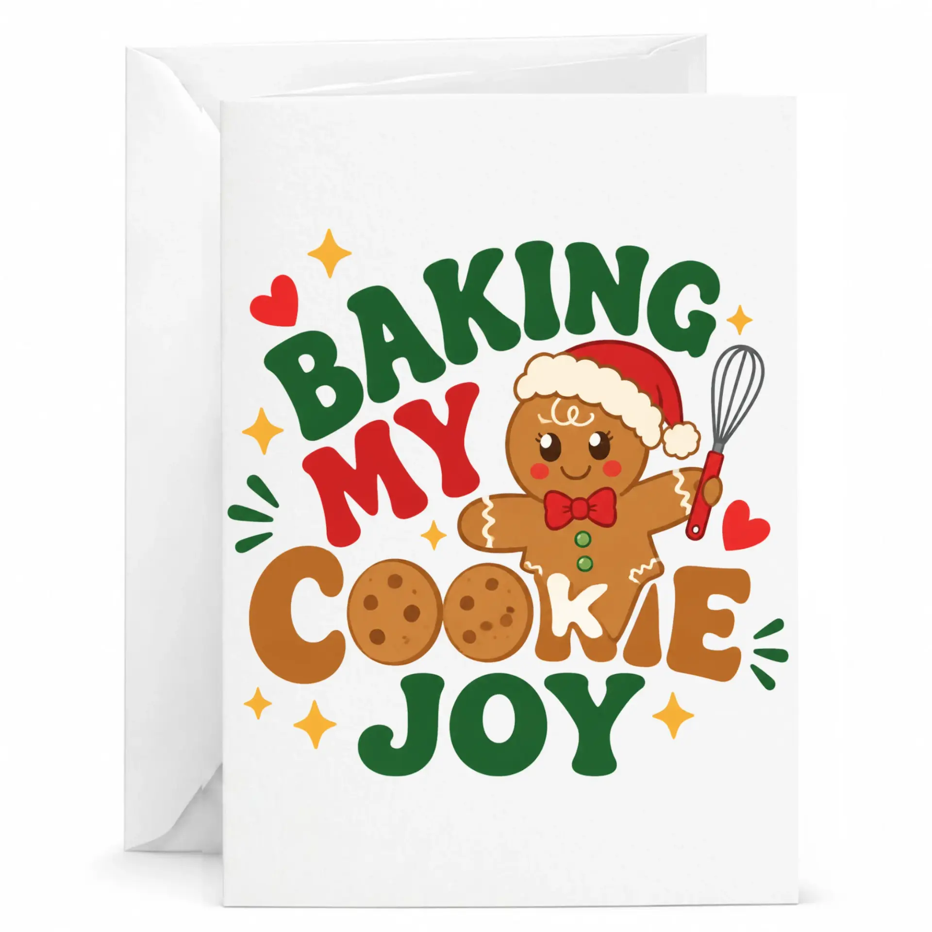 Funny Gingerbread Holiday Greeting Card Baking My Cookie Joy Design with Professional Matte Finish for Winter Season