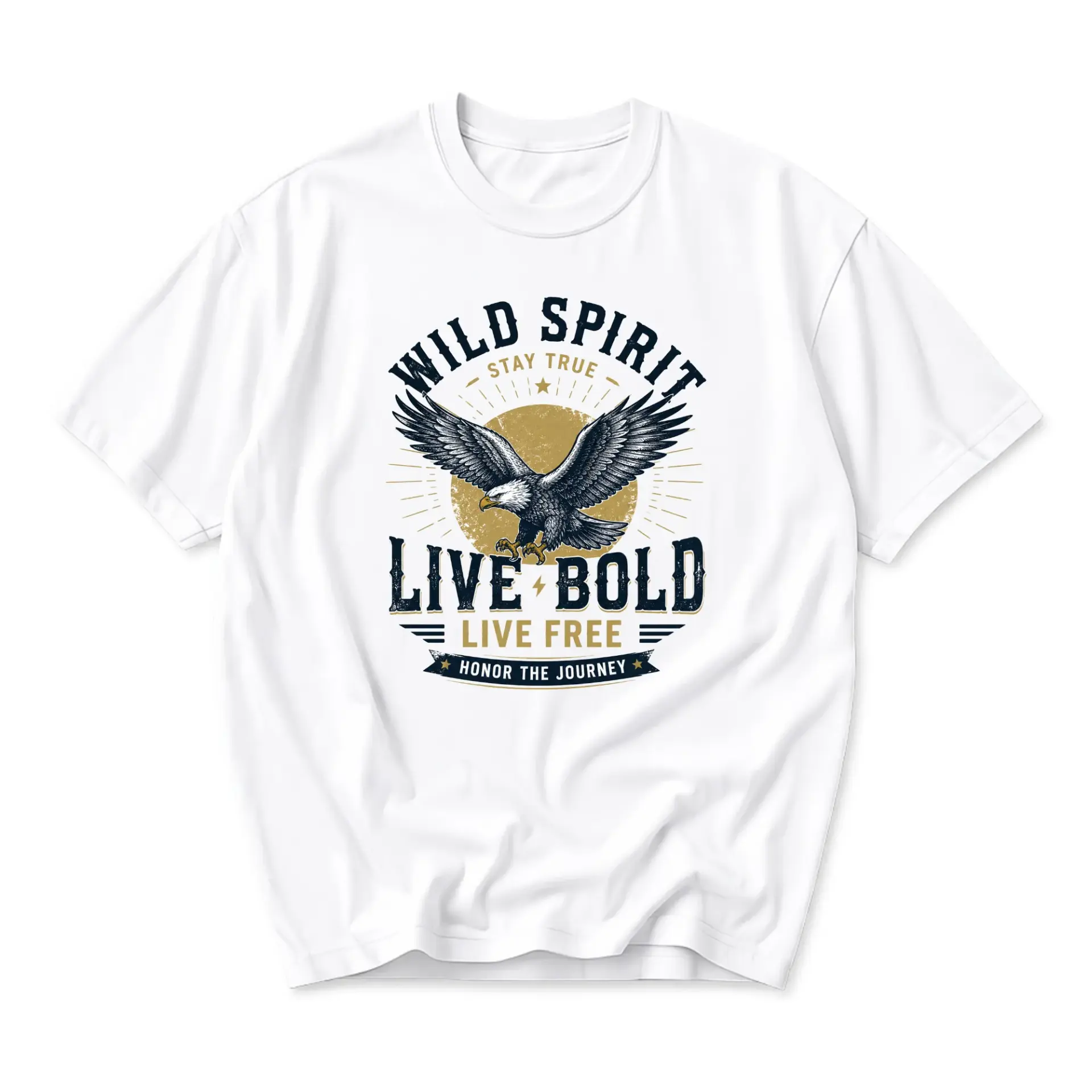 Graphic Tee Wild Spirit Live Bold Eagle Print Unisex Crew Neck Casual Everyday Short Sleeve Cotton Blend Shirt