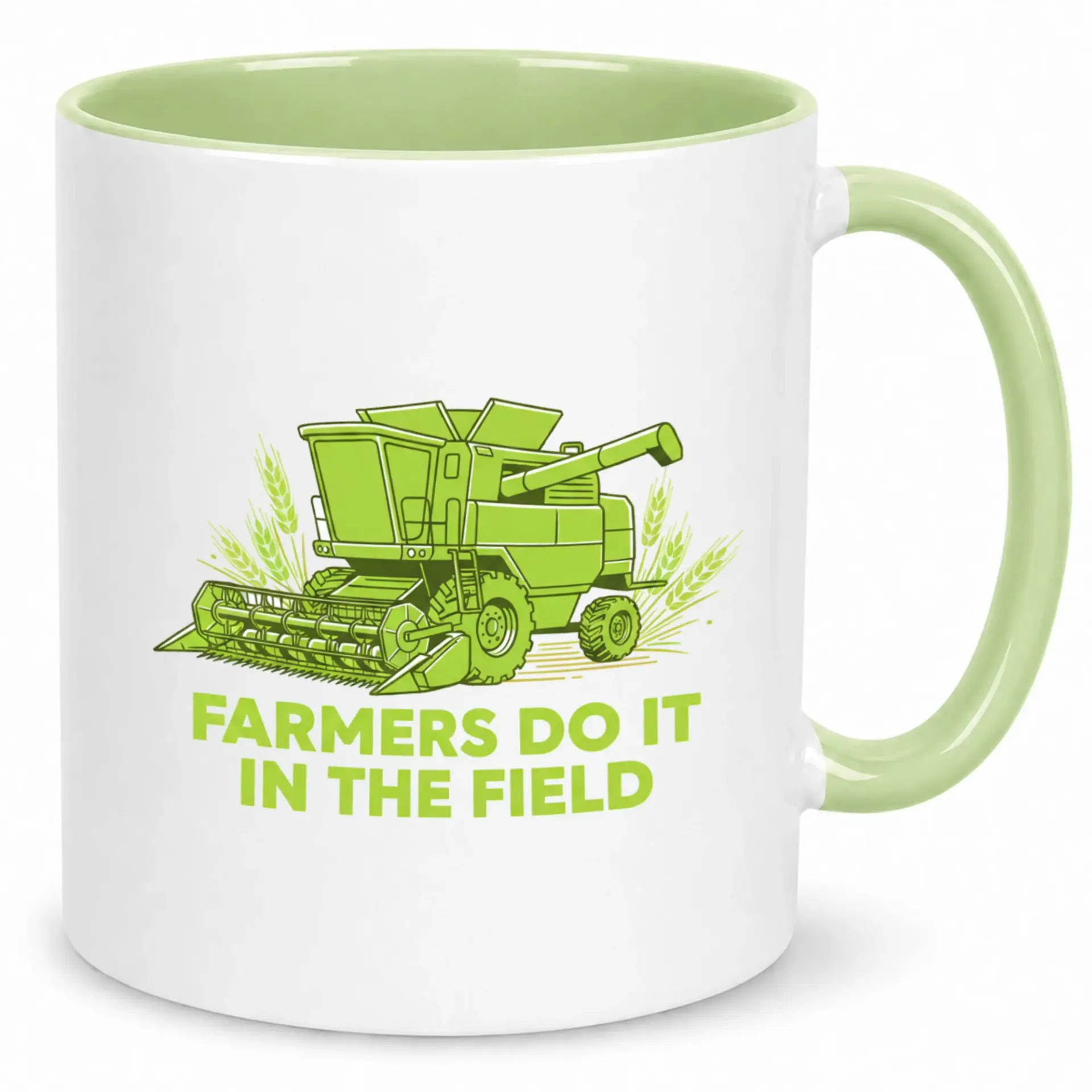 Funny Farming Coffee Mug with Green Combine Harvester Design Humorous Agriculture Enthusiast Ceramic Tea Cup Great Gift for Lovers
