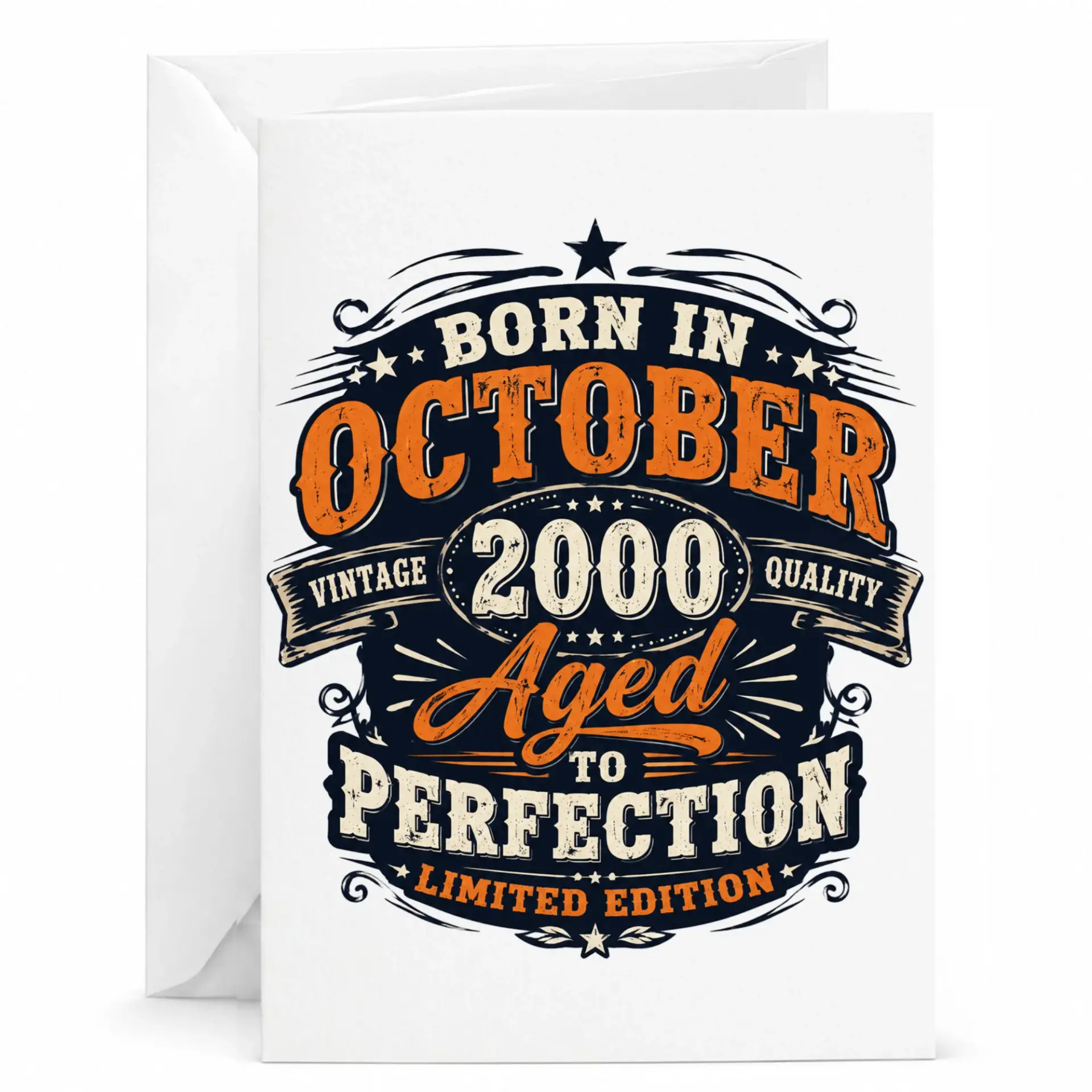 Birthday Card Born in October 2000 Vintage Quality Aged to Perfection Greeting Card for Birthday Anniversary Milestone