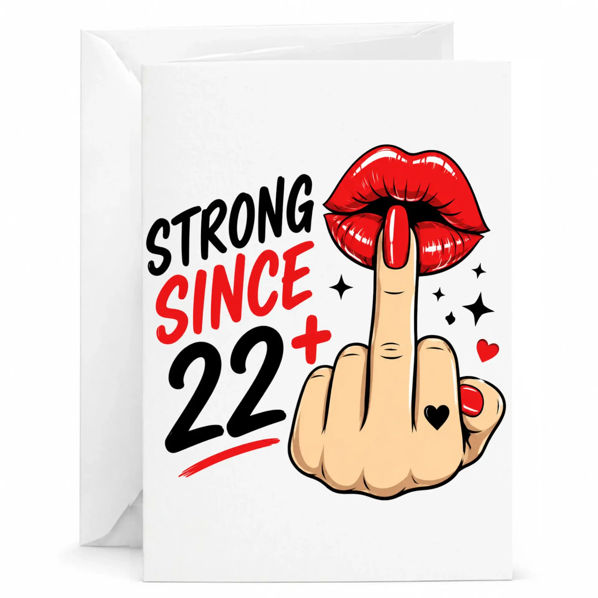 Funny Birthday Card Strong Since 22 Plus Greeting Card with Matching White Envelope for Milestone Celebration
