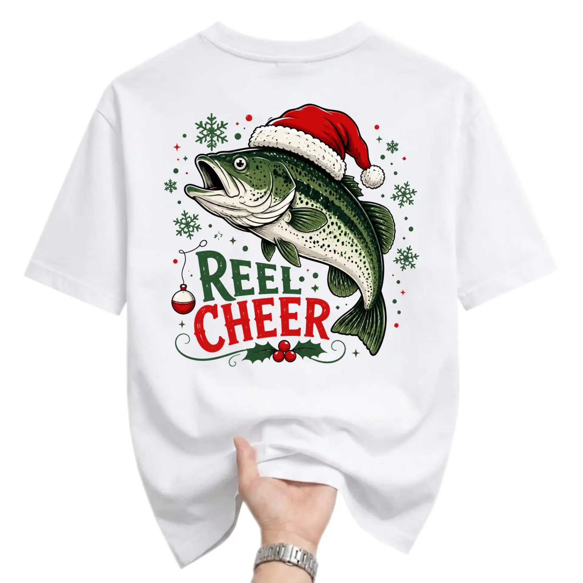 Graphic Tee Reel Cheer Christmas Fishing Shirt Unisex Crew Neck Short
