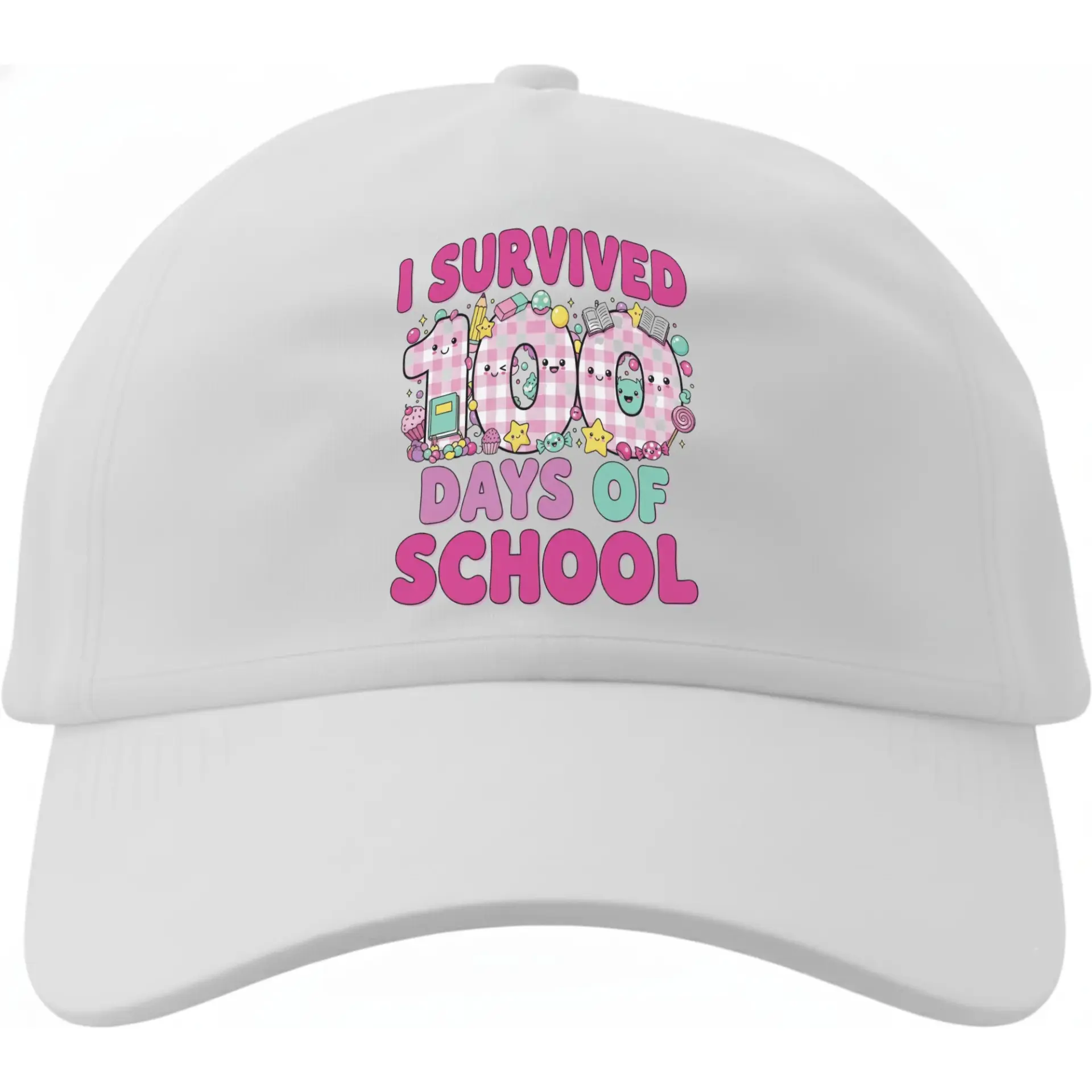 Baseball Cap I Survived 100 Days of School Funny Celebration Hat for Adults Cotton Low Profile Adjustable Sun Hat