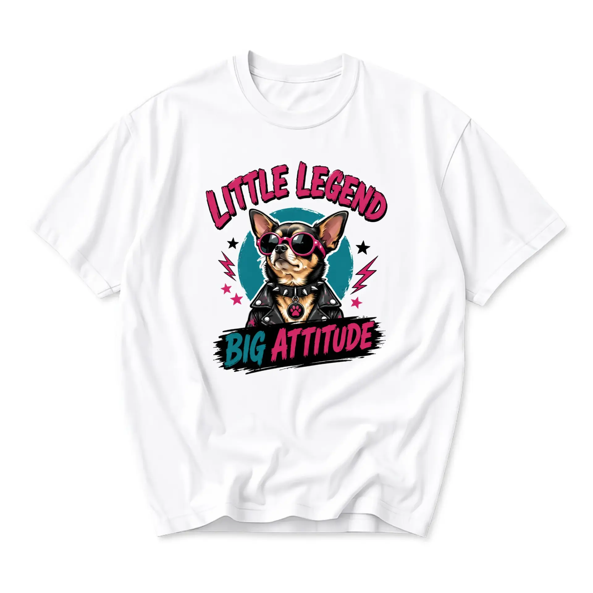 Graphic Tee Little Legend Big Attitude Chihuahua Print Unisex Casual Short Sleeve Crew Neck Shirt for Pet Lovers
