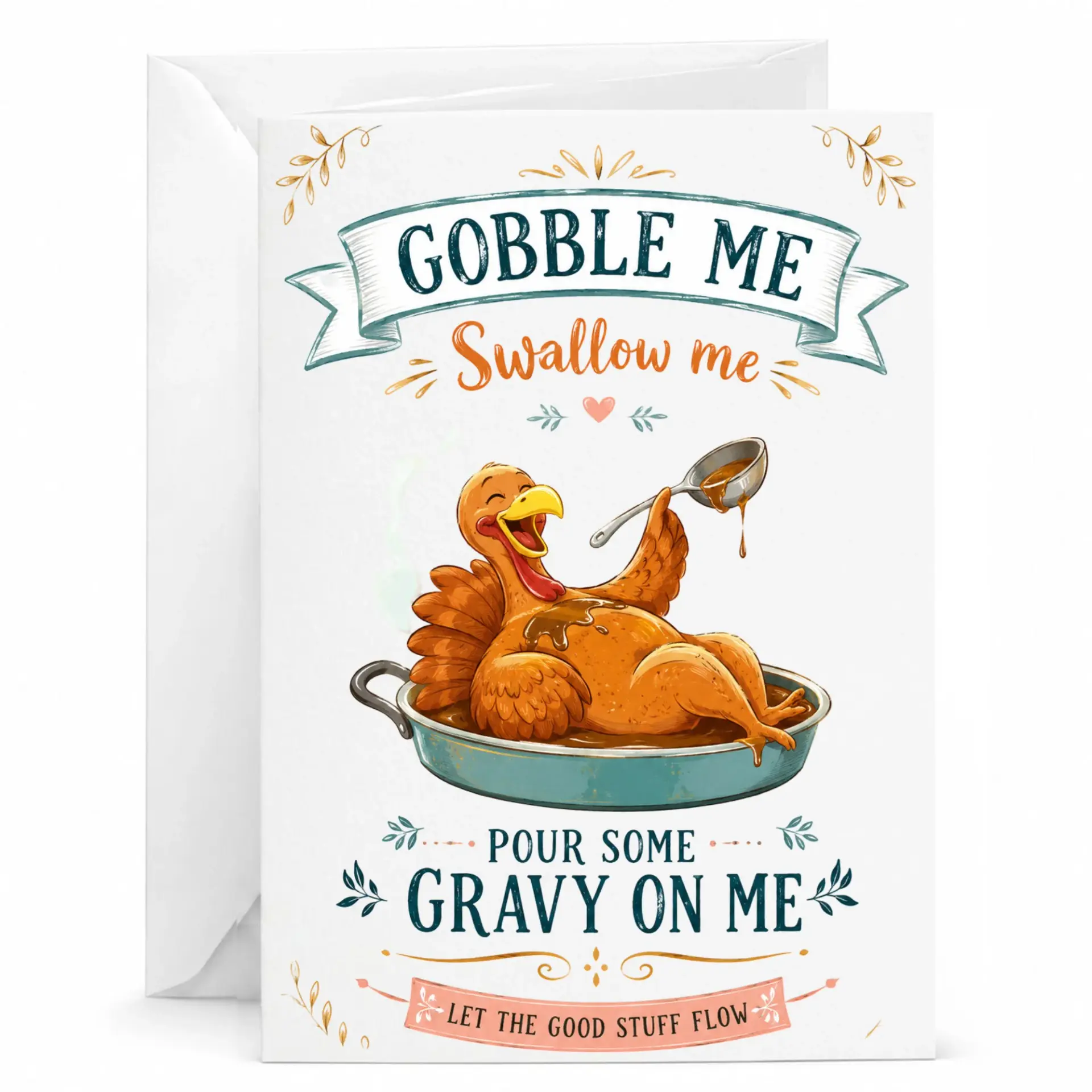 Funny Thanksgiving Turkey Greeting Card with Envelope Humorous Holiday for Friends and Family