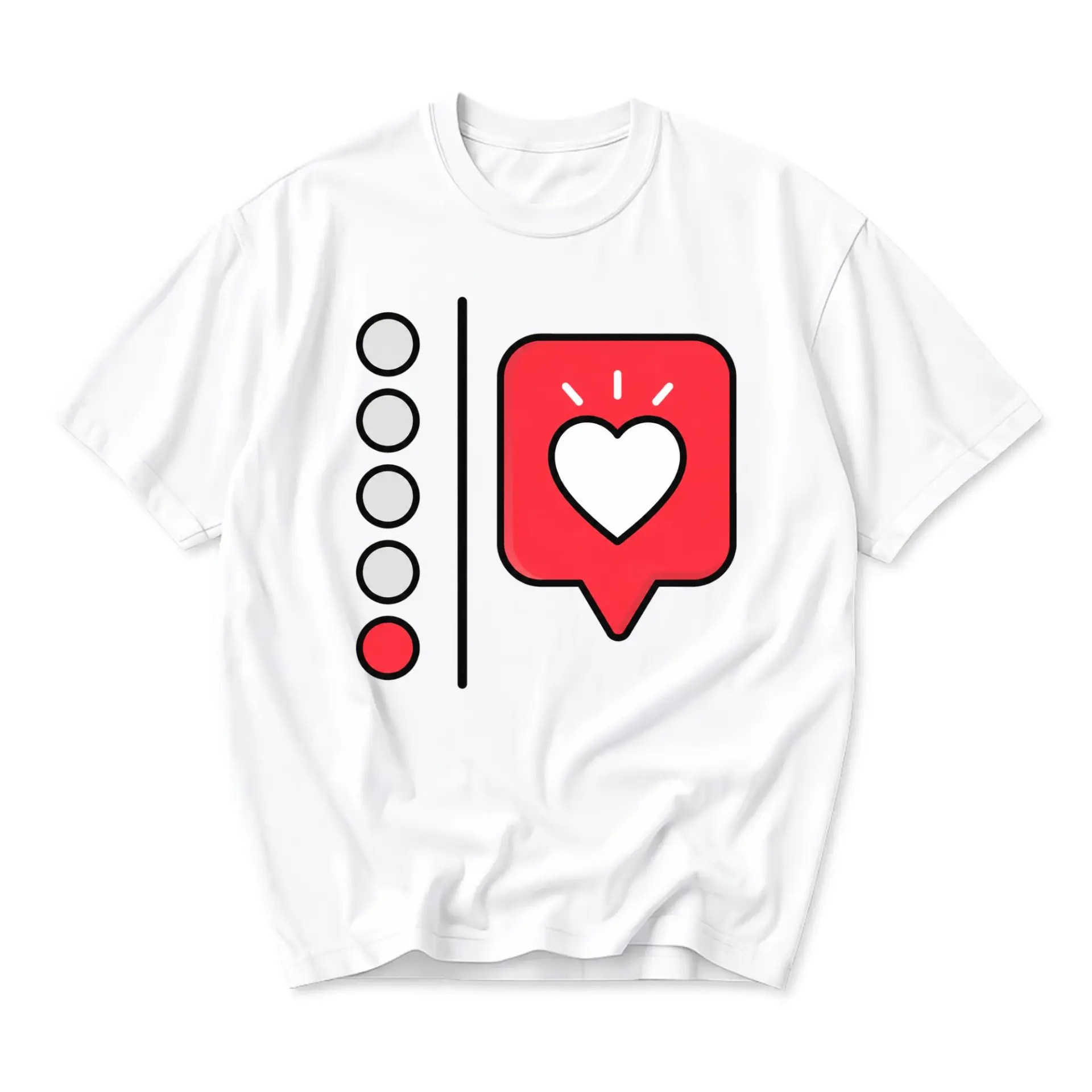 Graphic Tee Unisex Heart Notification Icon Print Casual Cotton Crew Neck Shirt for Everyday Wear and Self Expression