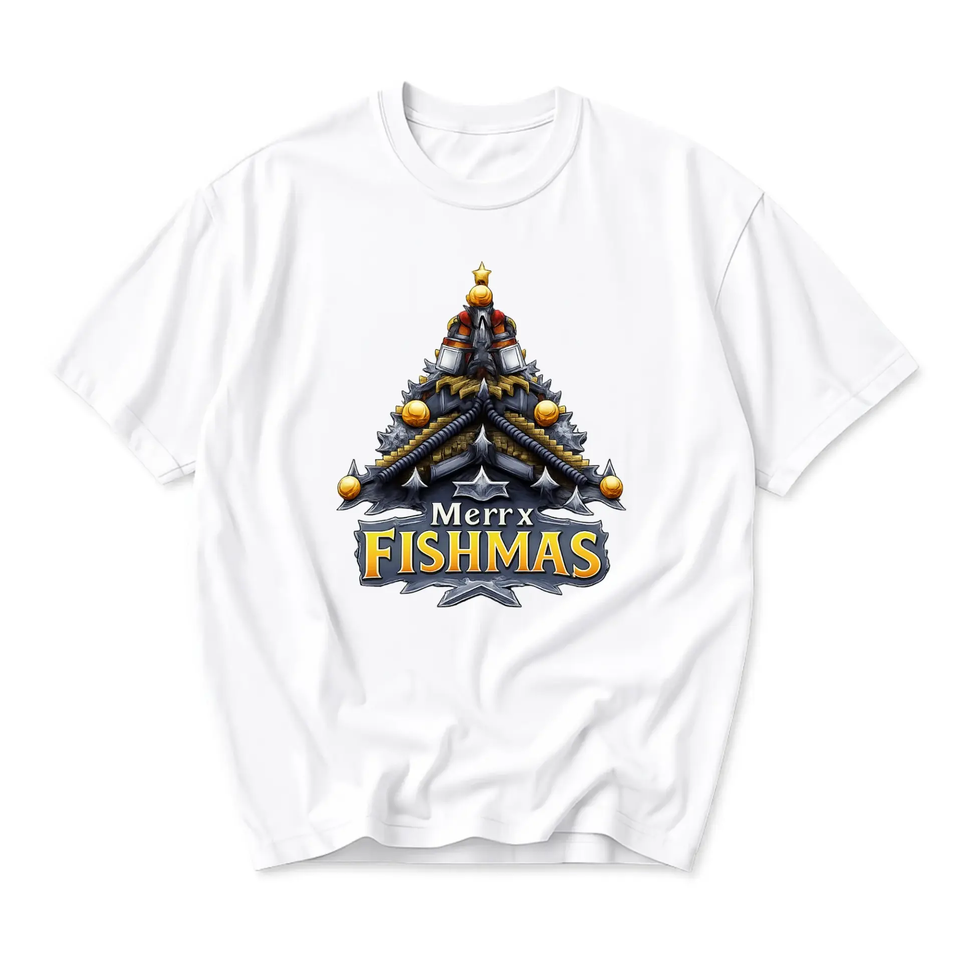Funny Shirt Merry Fishmas Holiday Fishing Theme Unisex Graphic Printed