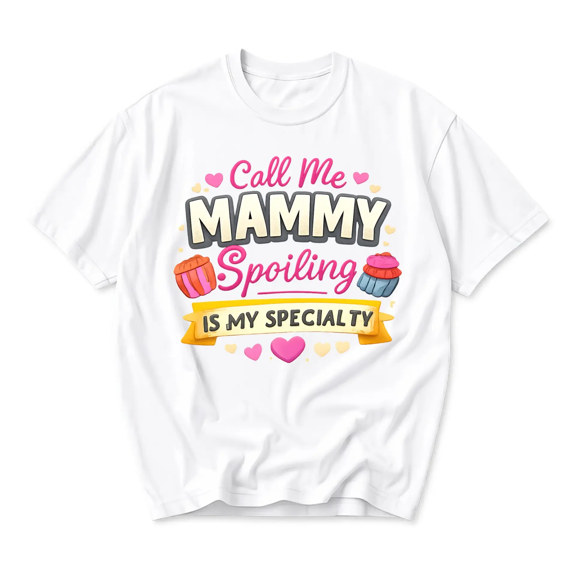 Funny Shirt Call Me Mammy Spoiling Is My Specialty Graphic Tee Cute Cupcake Design Casual Cotton Unisex Crew Neck Top