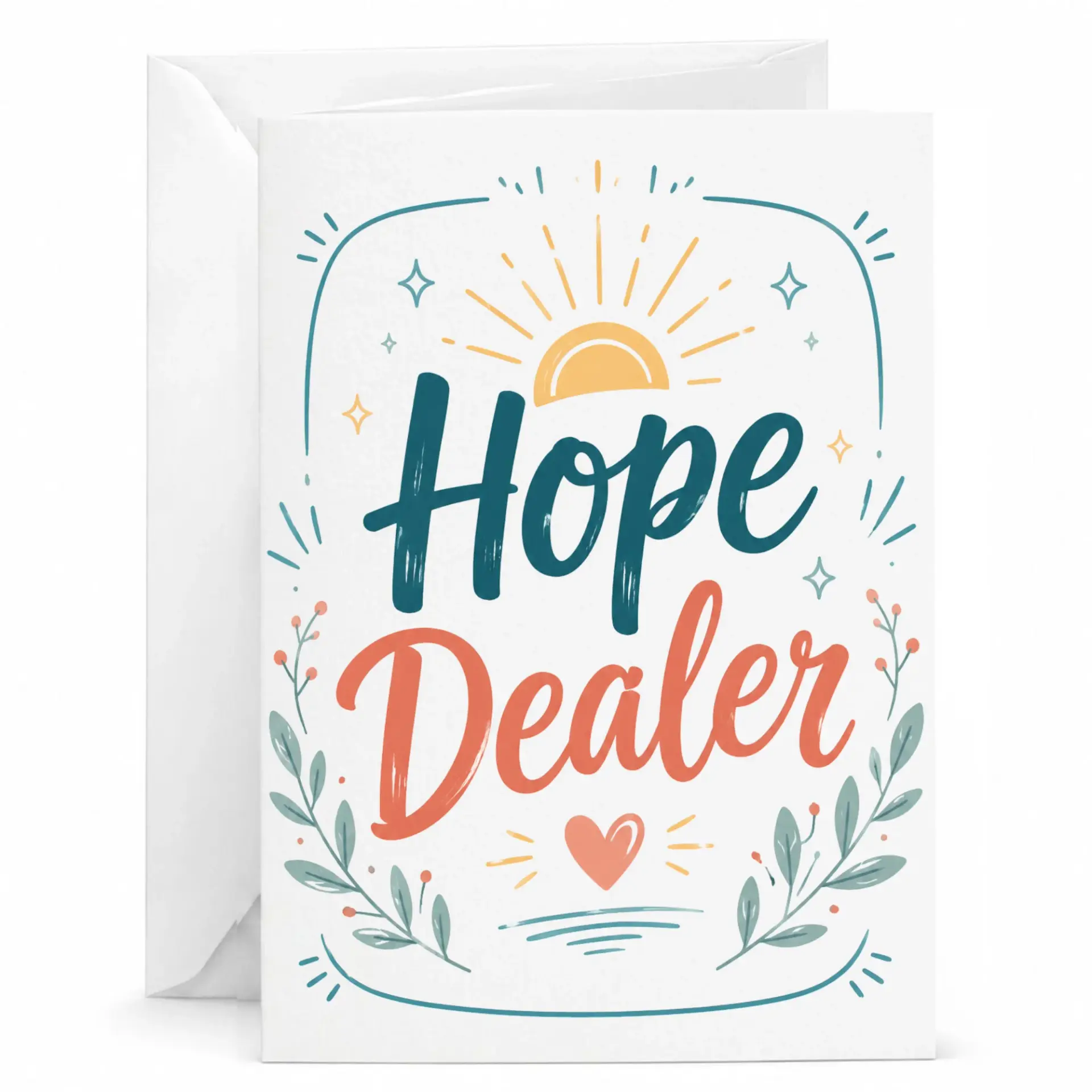Hope Dealer Greeting Card with Envelope, Encouragement and Support Note for Friends and Loved Ones, 5x7 Inches