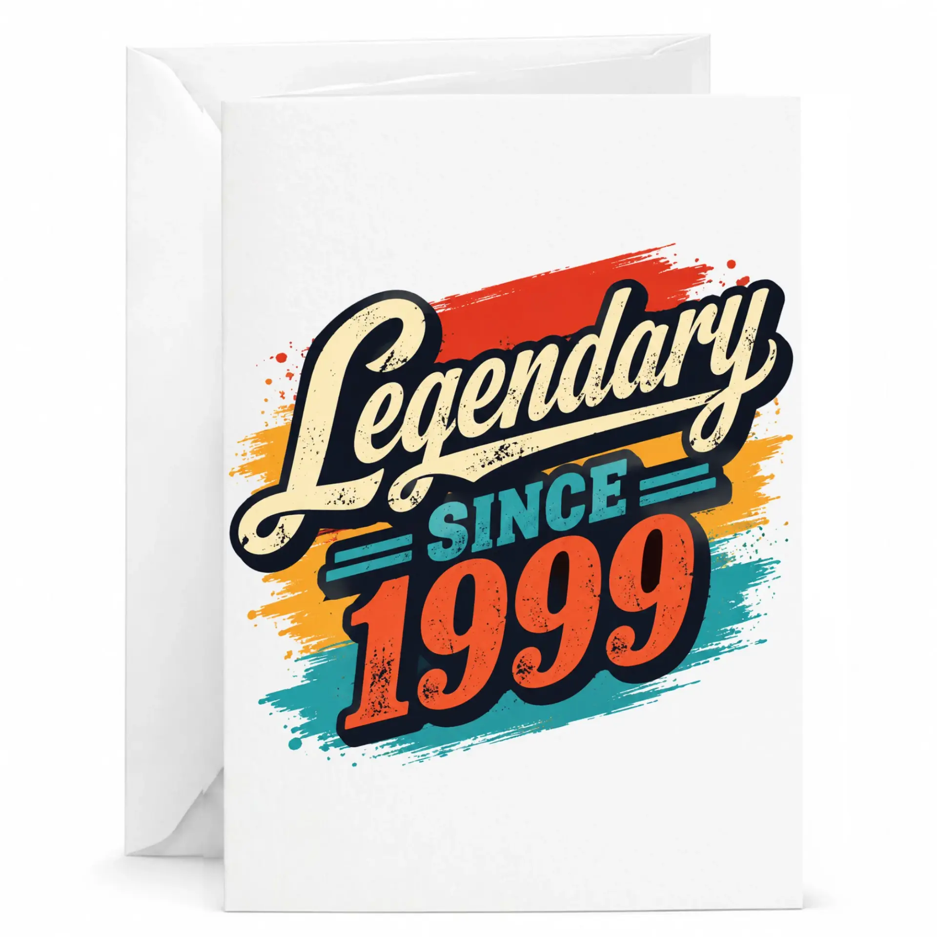 Birthday Card Legendary Since 1999 Vintage Retro Style Greeting Card for Milestone Celebration and Birthday Wishes