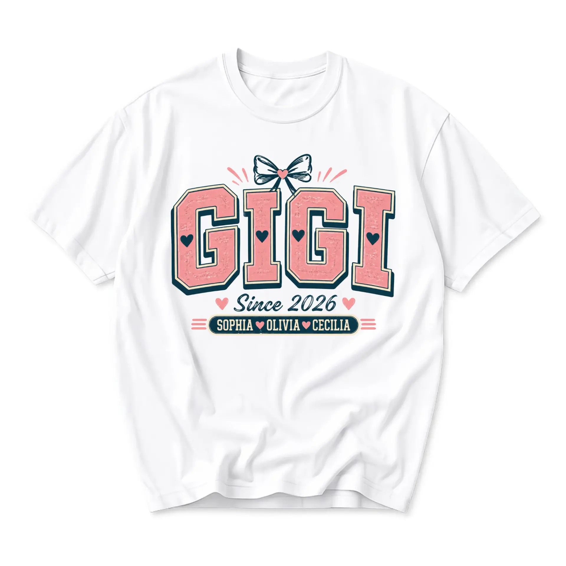 Graphic Tee Gigi Since 2026 Shirt Personalized Grandmother Gift Soft Cotton Crew Neck Unisex Casual Top White