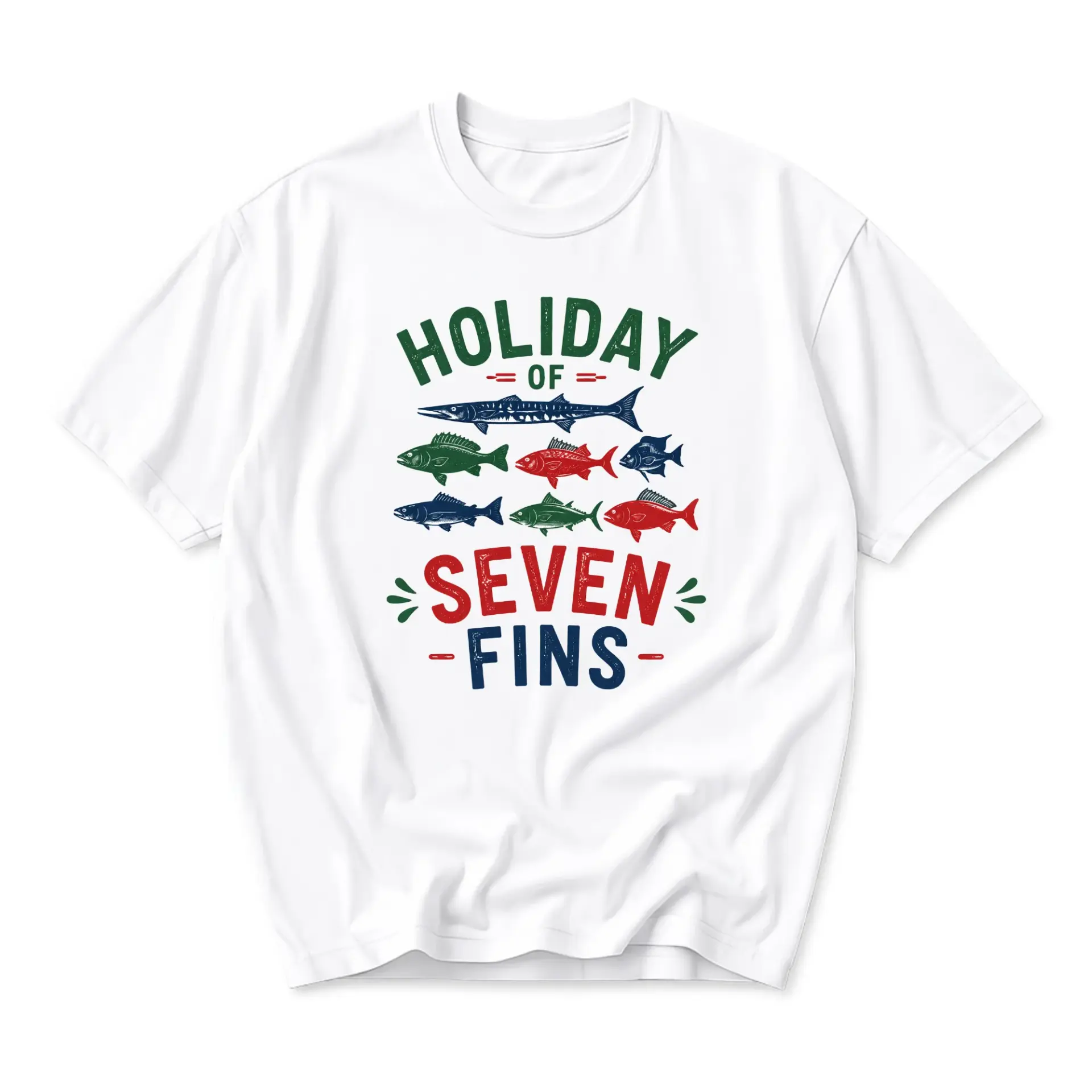 Graphic Tee Holiday of Seven Fins Fishing Themed Apparel Casual Unisex Short Sleeve Crew Neck Cotton Blend Shirt