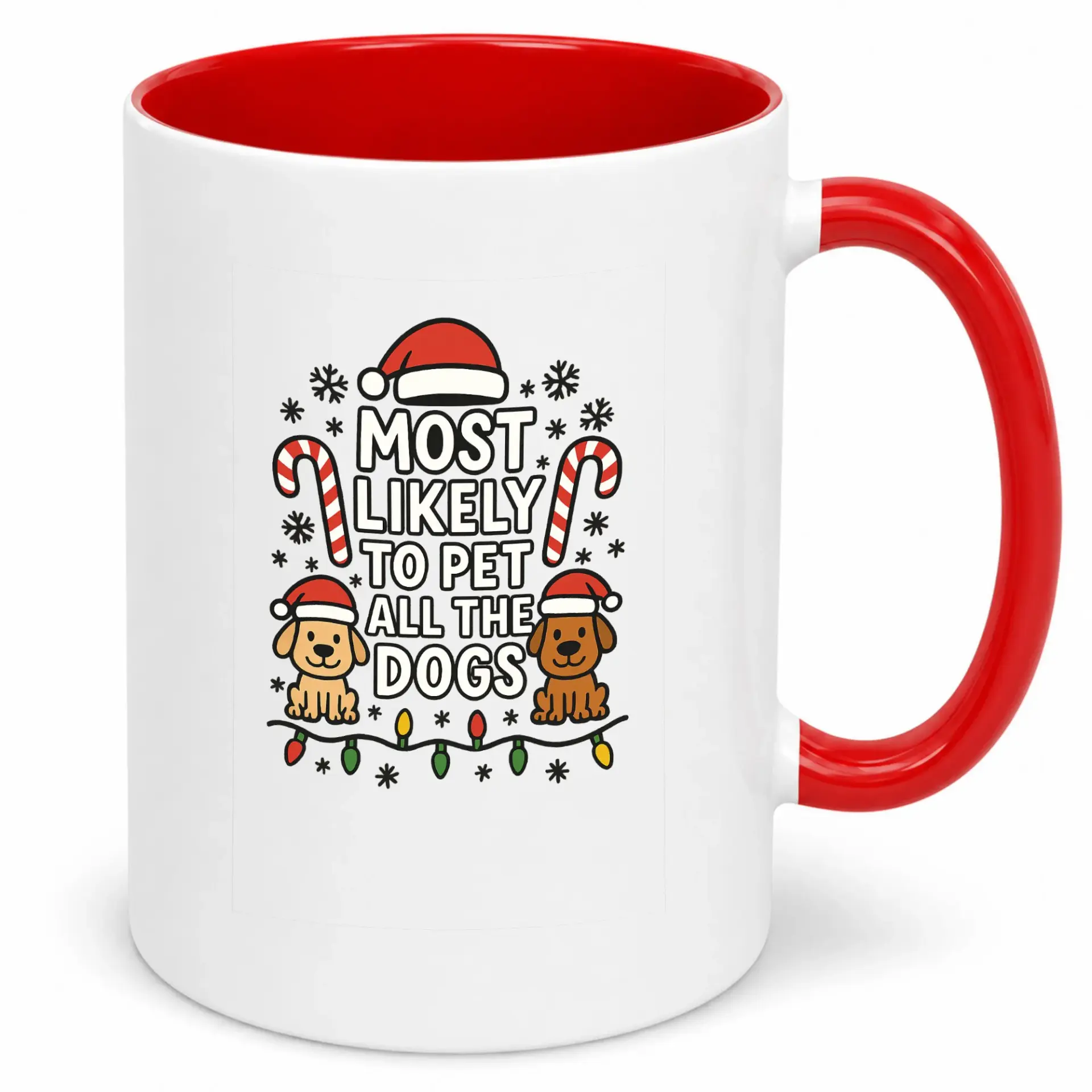 Funny Christmas Dog Lover Coffee Mug, Festive Ceramic Holiday Beverage Cup with Pet Design, 11oz or 15oz Durable Drinkware