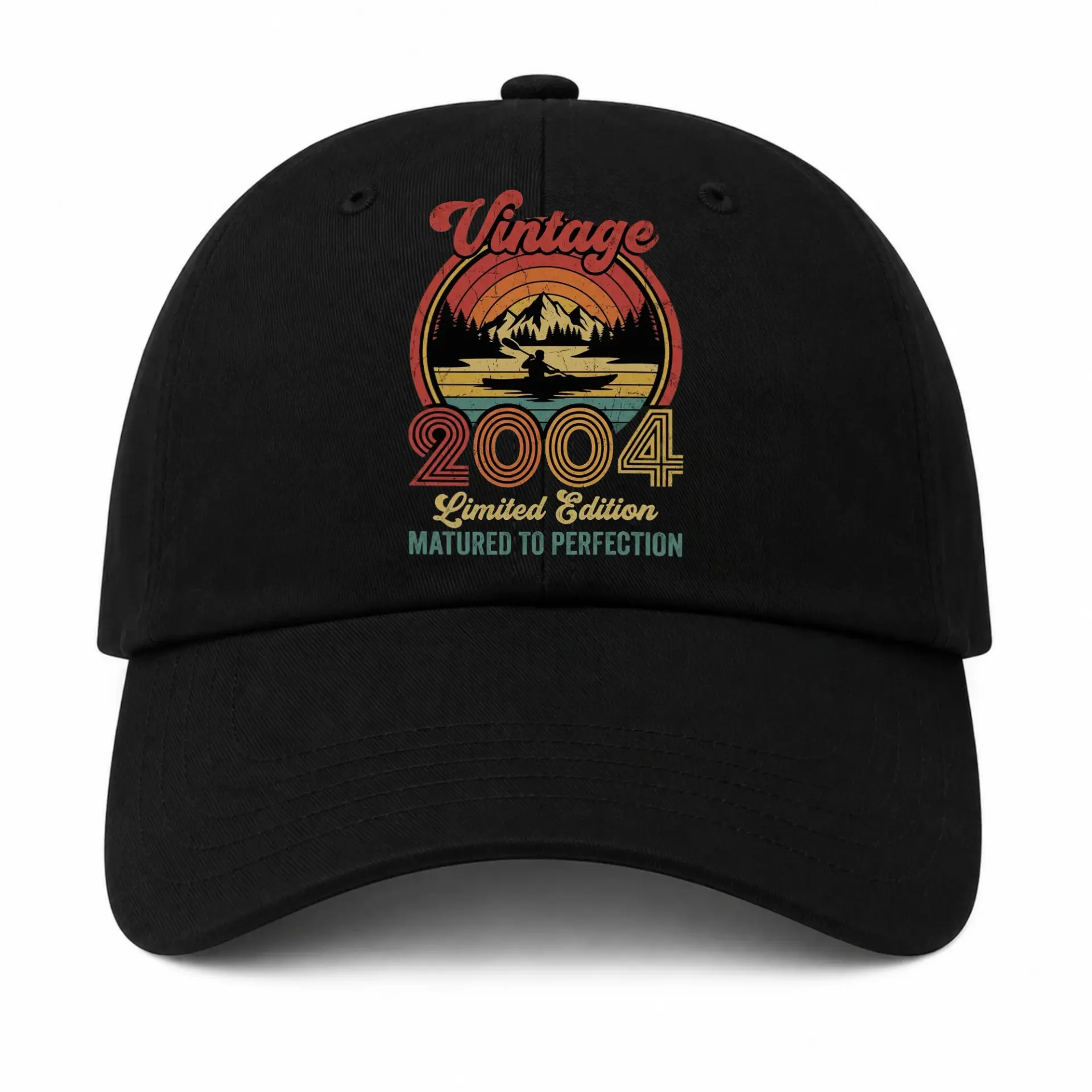 Baseball Cap Retro Sunset Kayak Design Matured to Perfection Adventure
