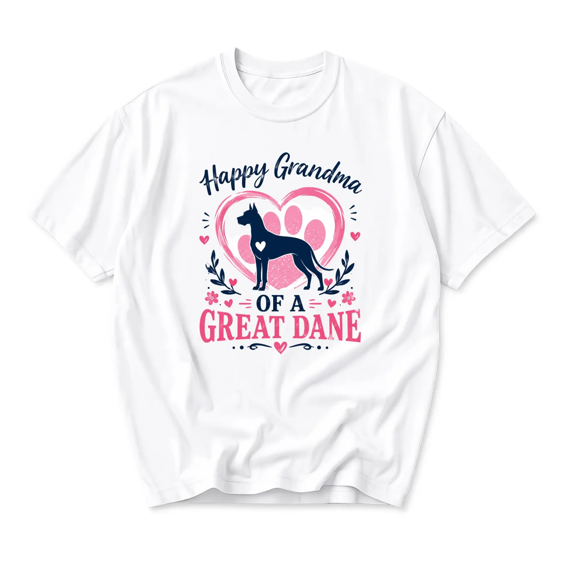 Funny Shirt Happy Grandma of a Great Dane Graphic Tee Casual Dog Lover Unisex Crew Neck Short Sleeve Cotton Top