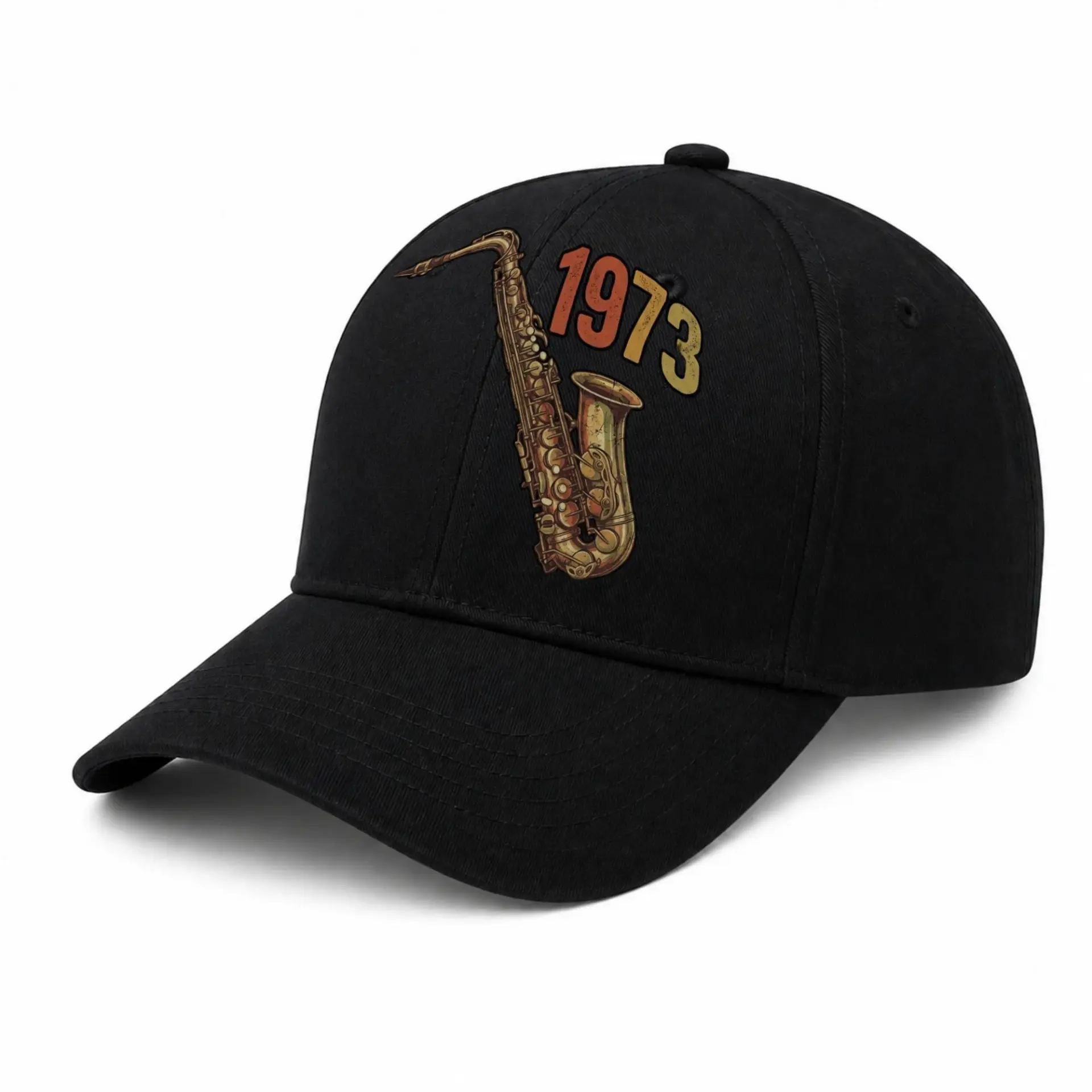 Baseball Cap Vintage 1973 Saxophone Music Instrument Retro Graphic Hat