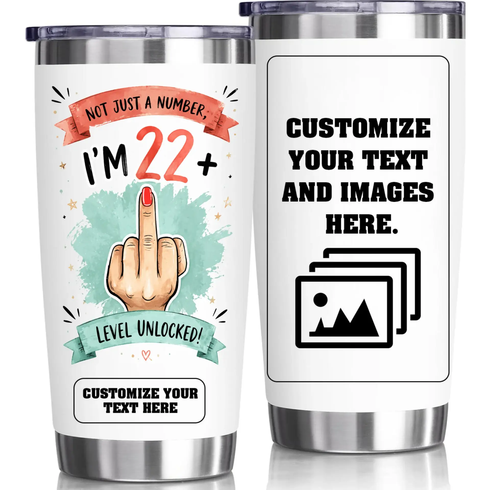 Stainless Steel Tumbler 20oz Funny Birthday Gift Idea Personalized Drinkware for Travel Coffee Tea and Beverages