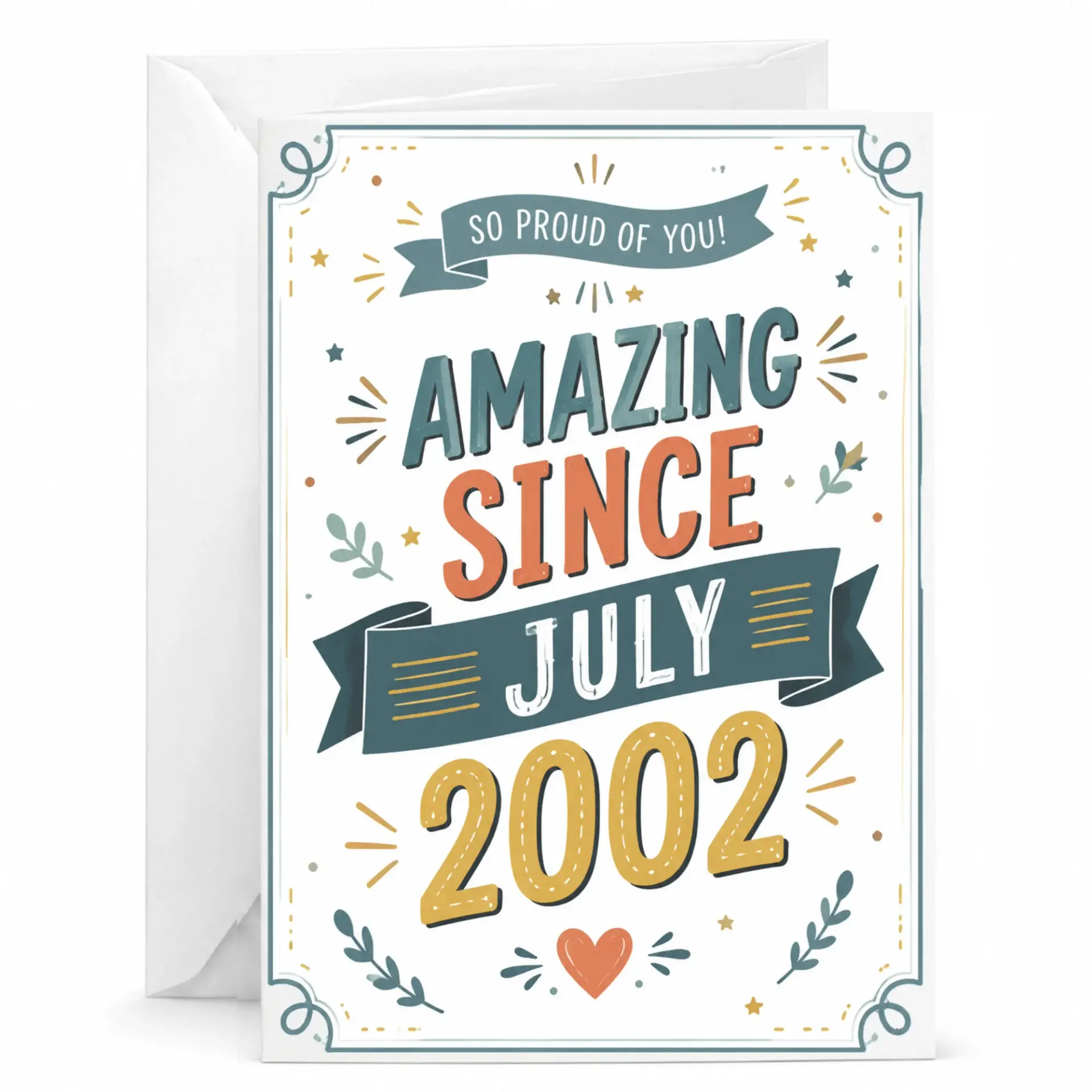 Greeting Card Amazing Since July 2002 Retro Design Birthday Congratulations Encouragement Stationary 5x7 Card