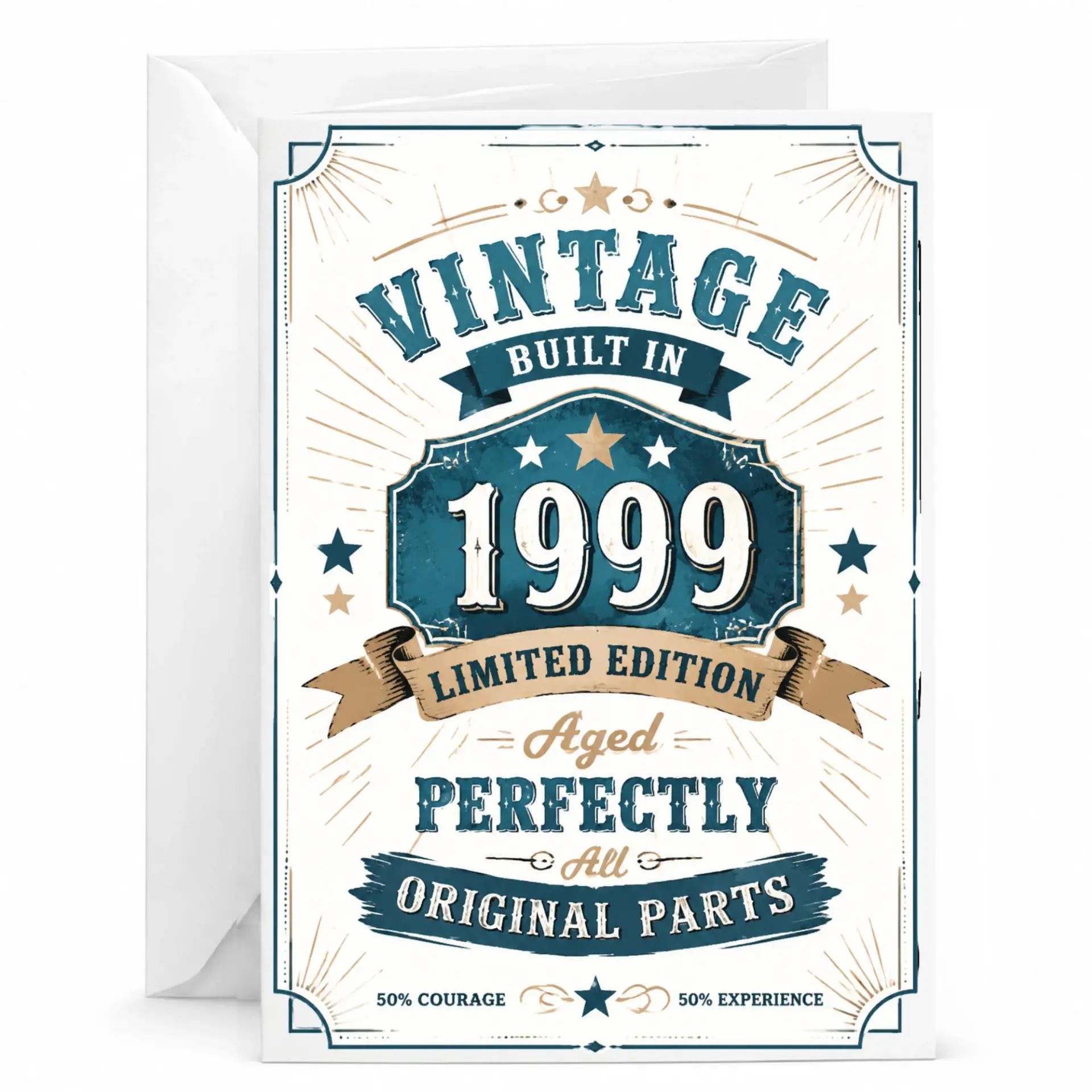 Birthday Card Vintage Built in 1999 Limited Edition Retro Design Greeting Card for Milestone Celebrations and Birthdays
