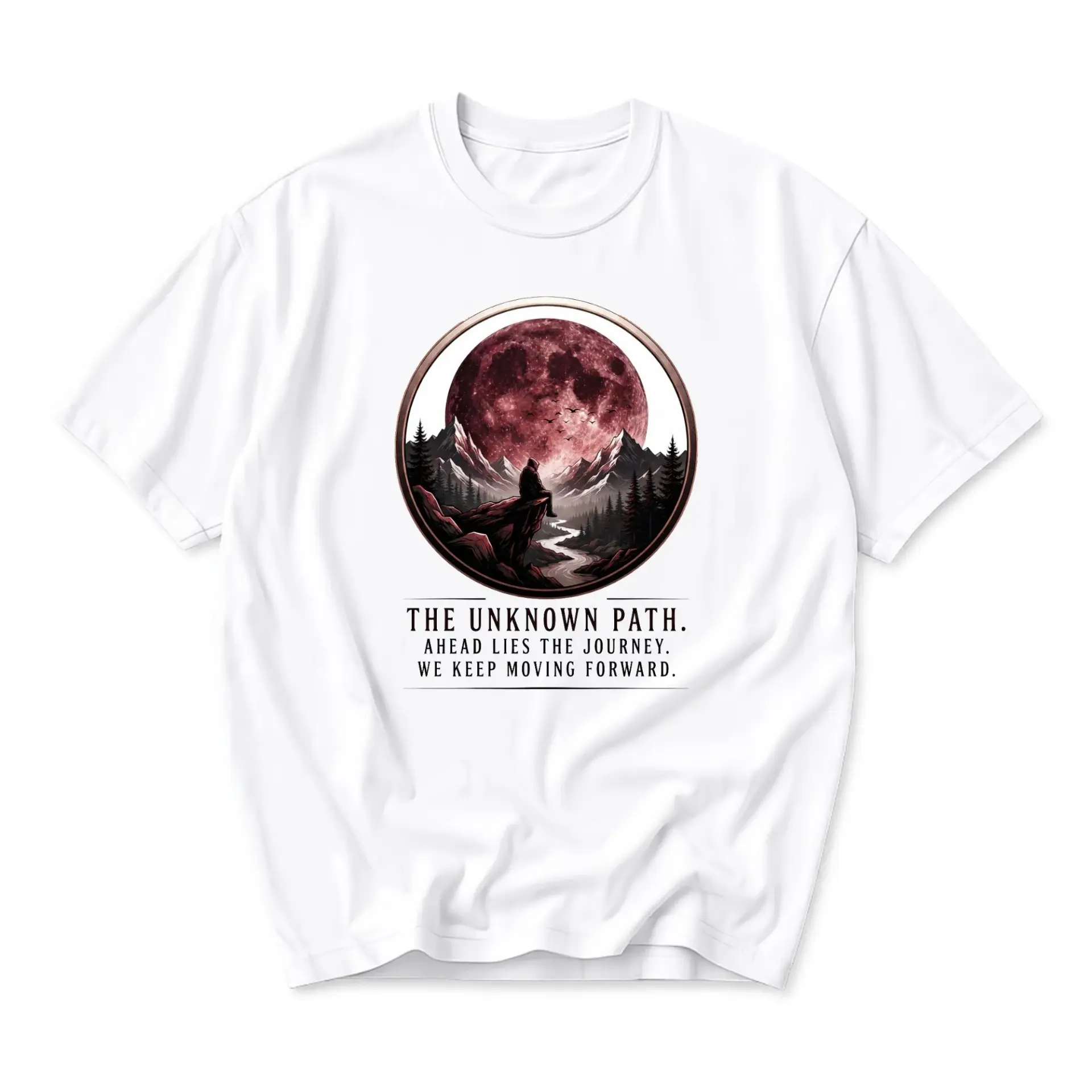 Graphic Tee the Unknown Path Mountain Landscape Adventure Unisex Crew Neck Short Sleeve Cotton Blend Casual Shirt