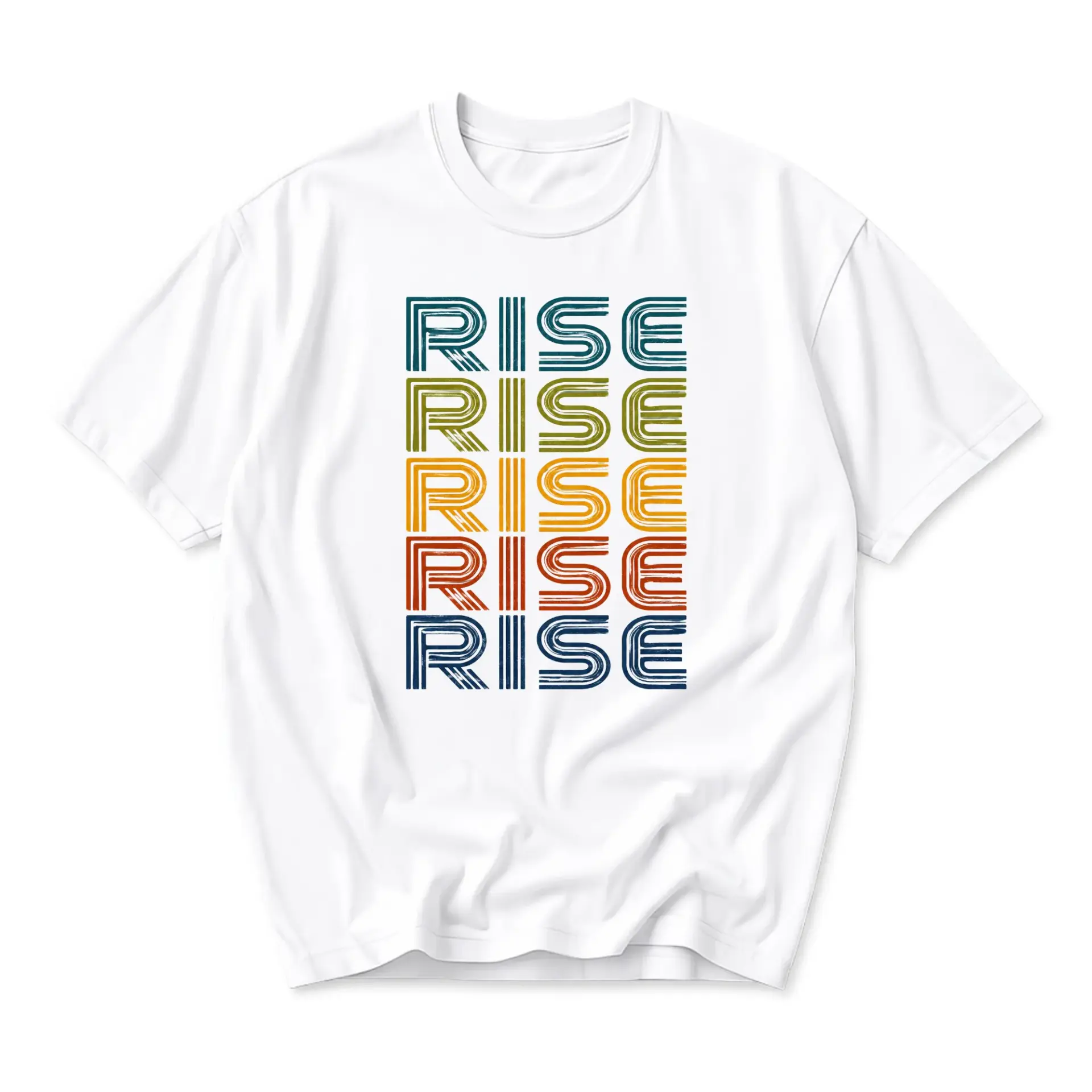 Graphic Tee Rise Retro Typography Print Unisex Crew Neck Casual Cotton Blend Short Sleeve Shirt for Everyday Wear