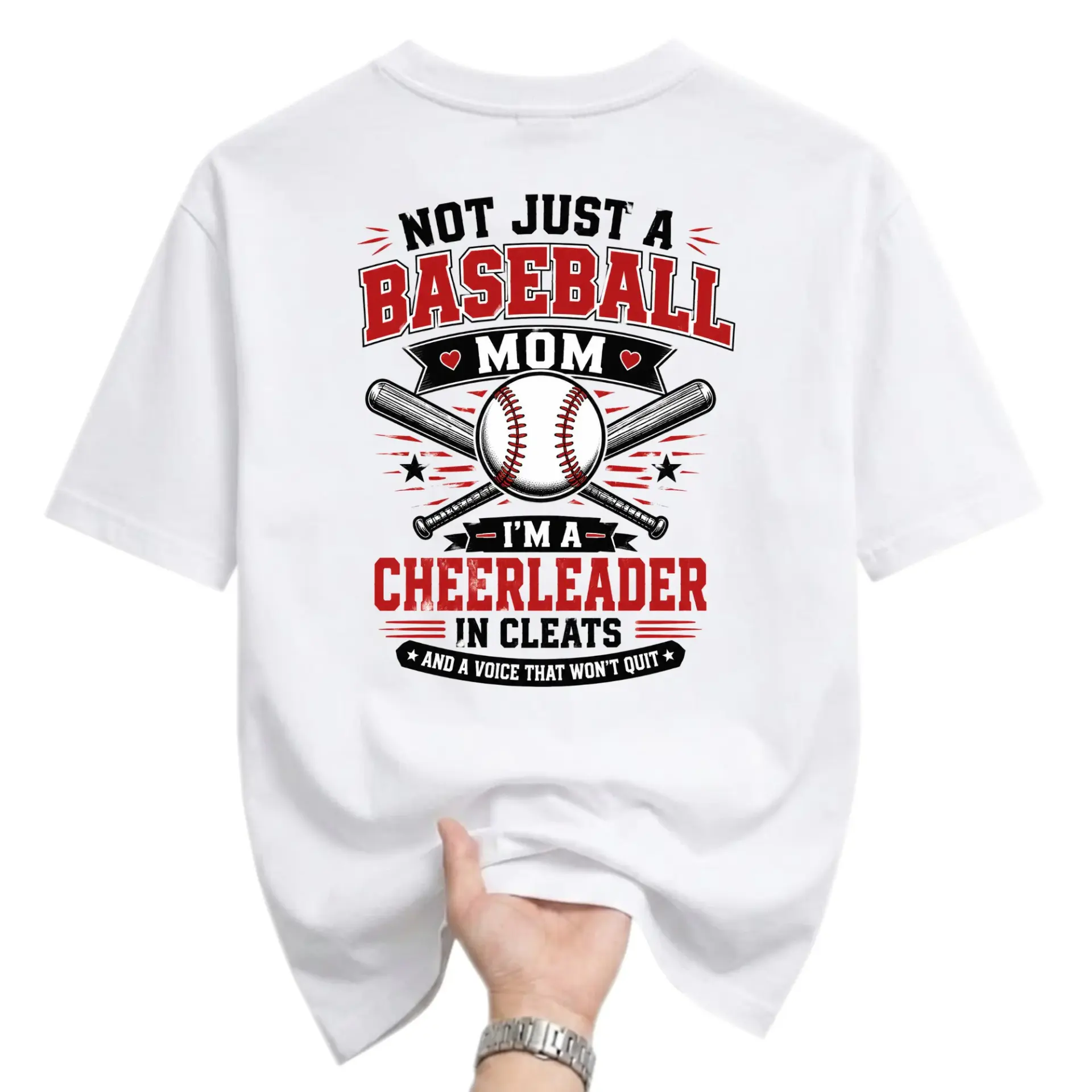 Graphic Tee Baseball Mom Shirt I Am a Cheerleader in Cleats Unisex Crew Neck Casual Everyday Wear Soft Cotton Top
