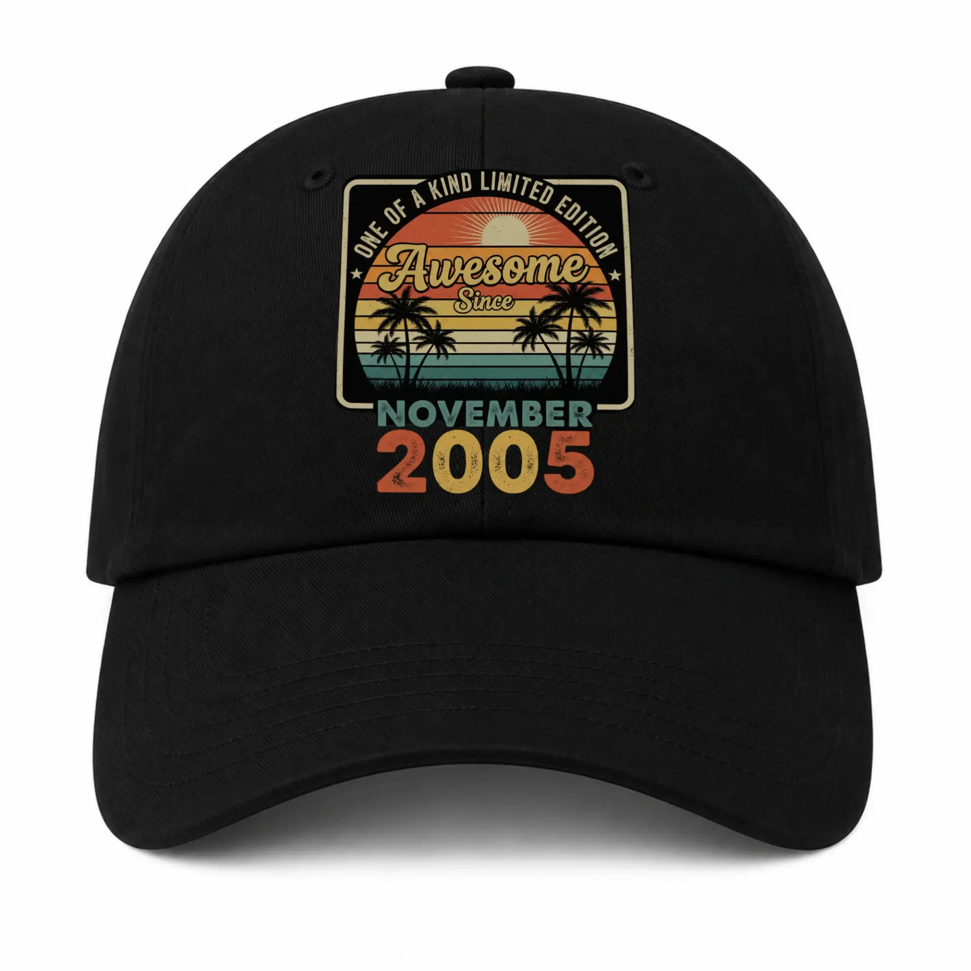 Baseball Cap Awesome Since November 2005 Vintage Tropical Sunset Hat