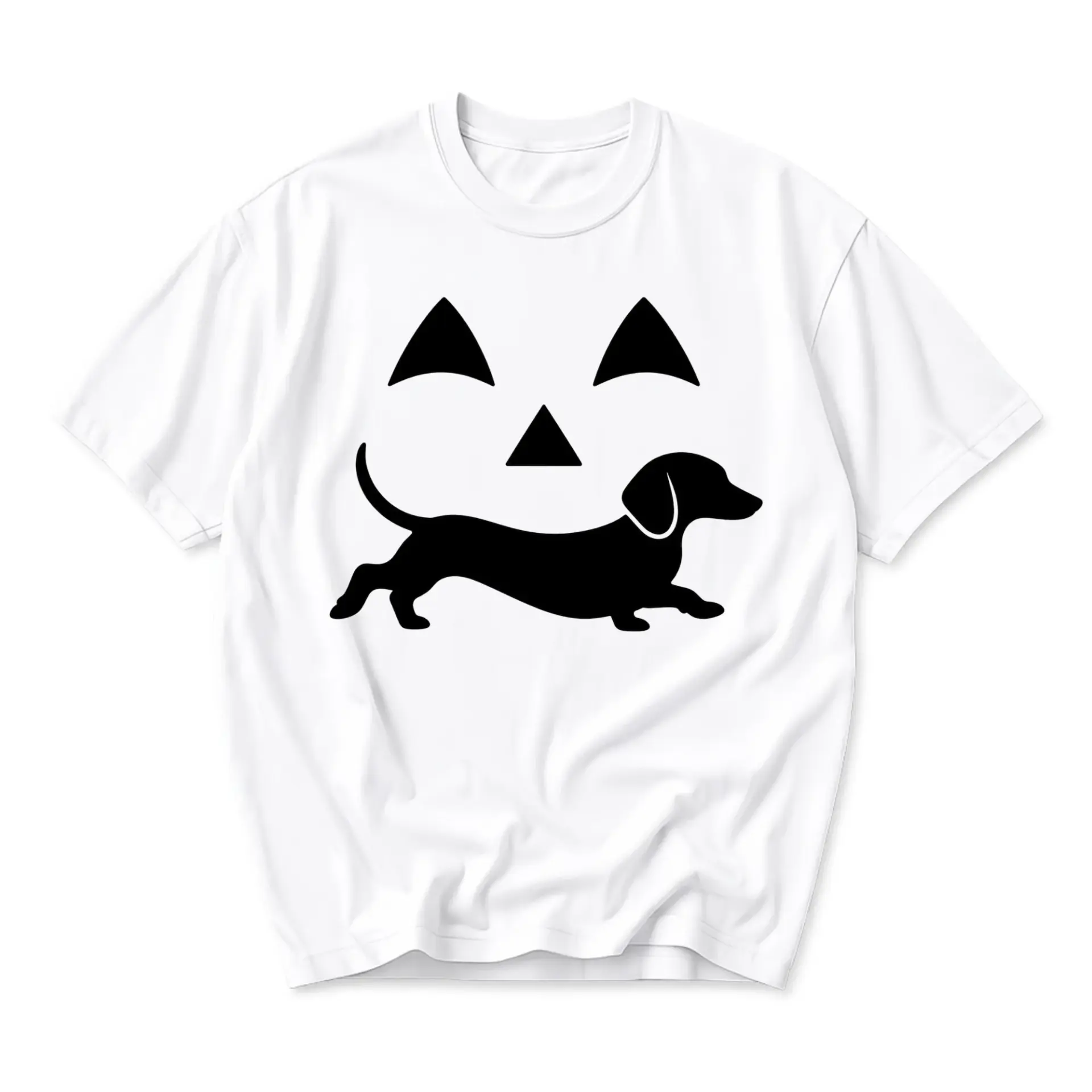 Funny Shirt Featuring a Dachshund Silhouette Jack O Lantern Face Print for Fall Casual Wear and Everyday Outfit Needs